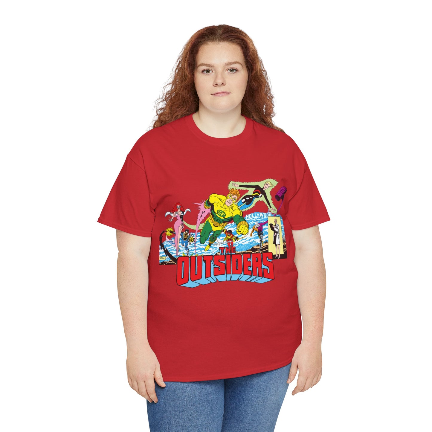 Outsiders T-Shirt - Amazing Jim Aparo Art - Black Lightning, Geo-Force, Katana, Metamorpho, Looker, Halo - DC Comics