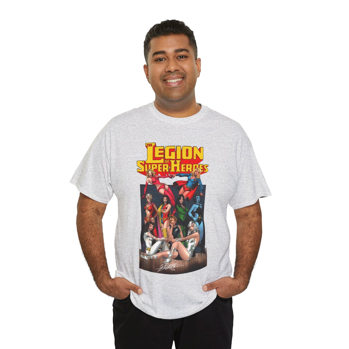 Legion of Super-Heroes T-Shirt - George Perez Art - Saturn Girl, Supergirl, Dream Girl, Shadow Lass, Phantom Girl - The Super Woman of LOSH - DC Comics
