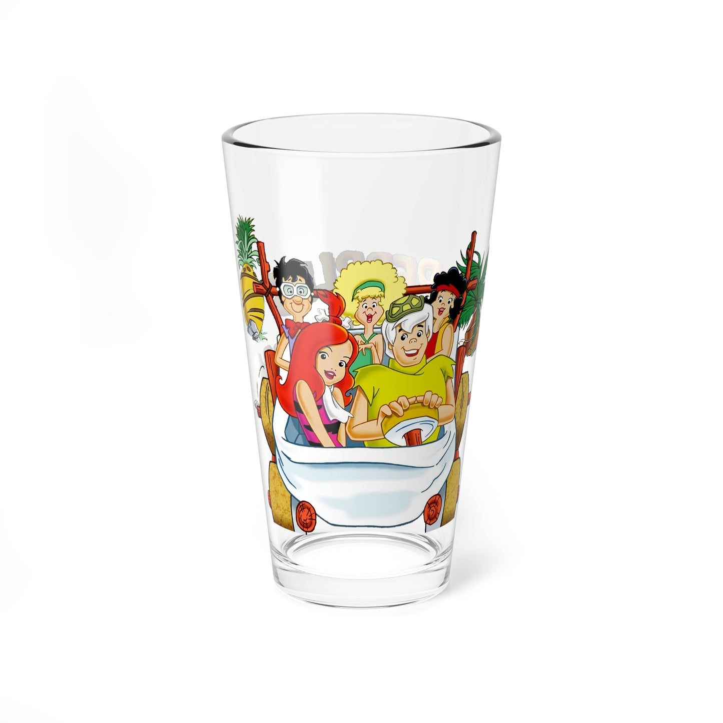 Pebbles & Bamm-Bamm Pint Glass, 16oz - Hanna-Barbera 1970s Saturday Morning Cartoon - Bedrock Teenagers - The Flintstones & The Rubbles