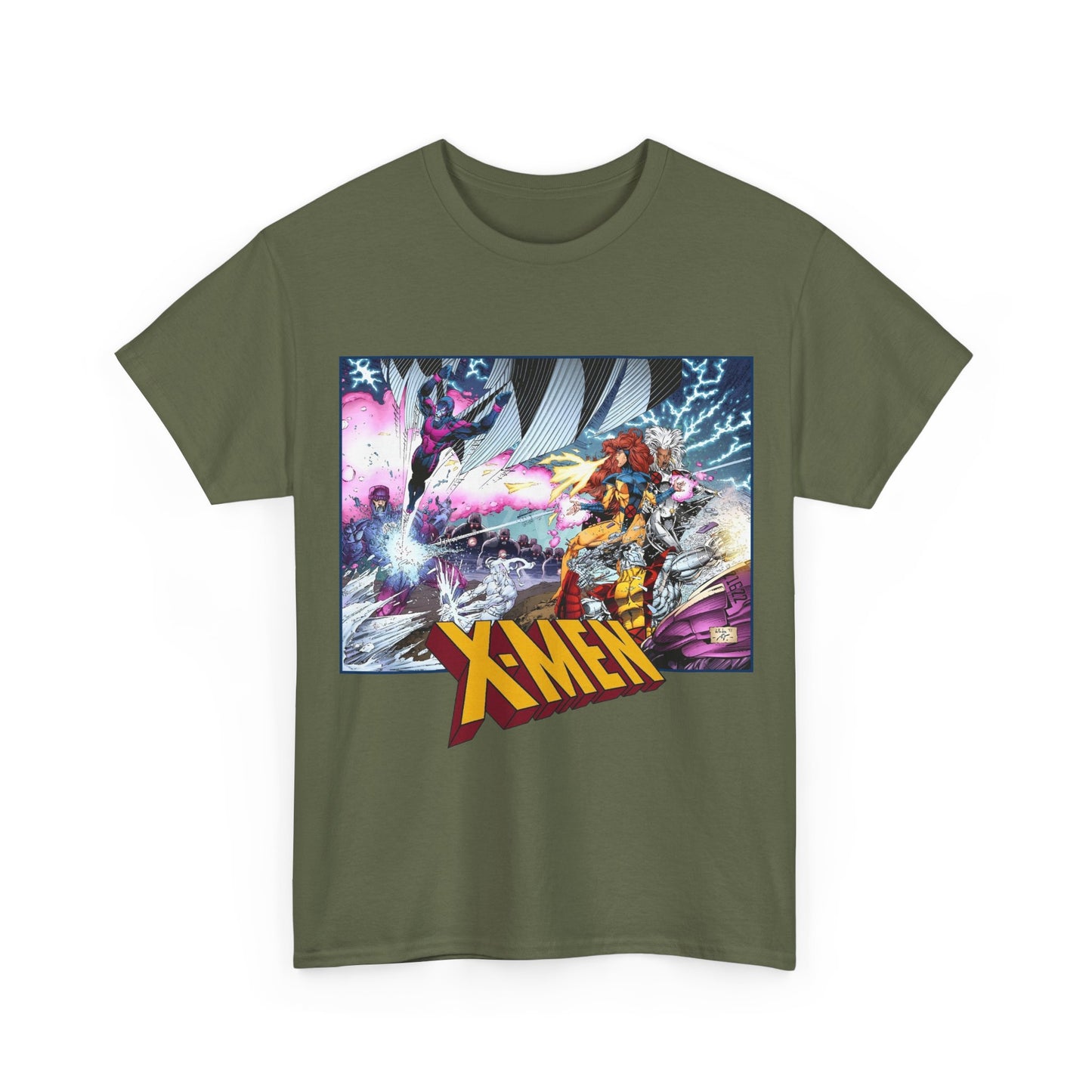 X-Men T-Shirt - Whilce Portacio Art - Storm, Jean Grey, Archangel, Iceman - Fighting Sentinels - Marvel Comics