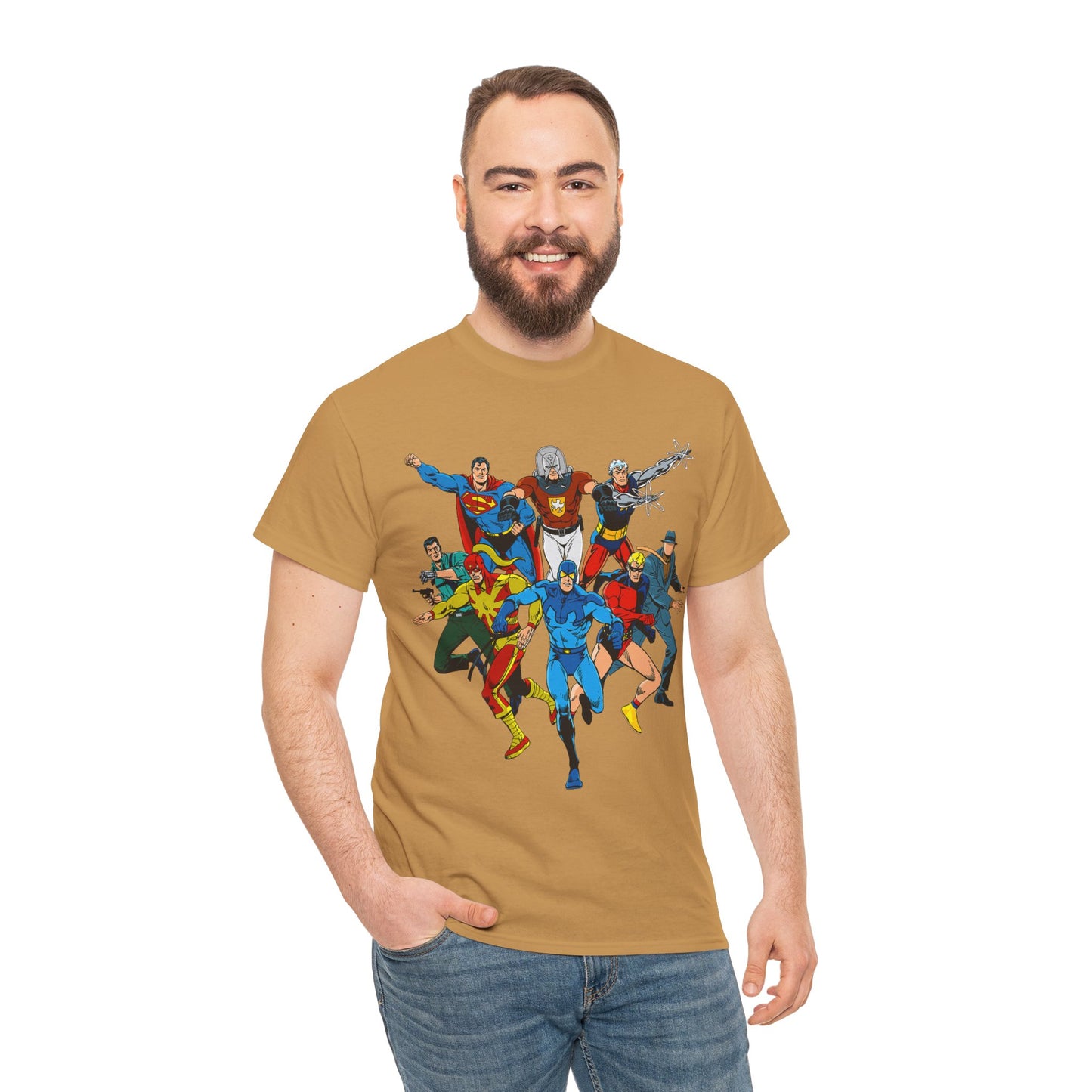 Charlton Characters T-Shirt - DC Comics - Captain Atom, Peacemaker, The Question, Blue Beetle, Judomaster