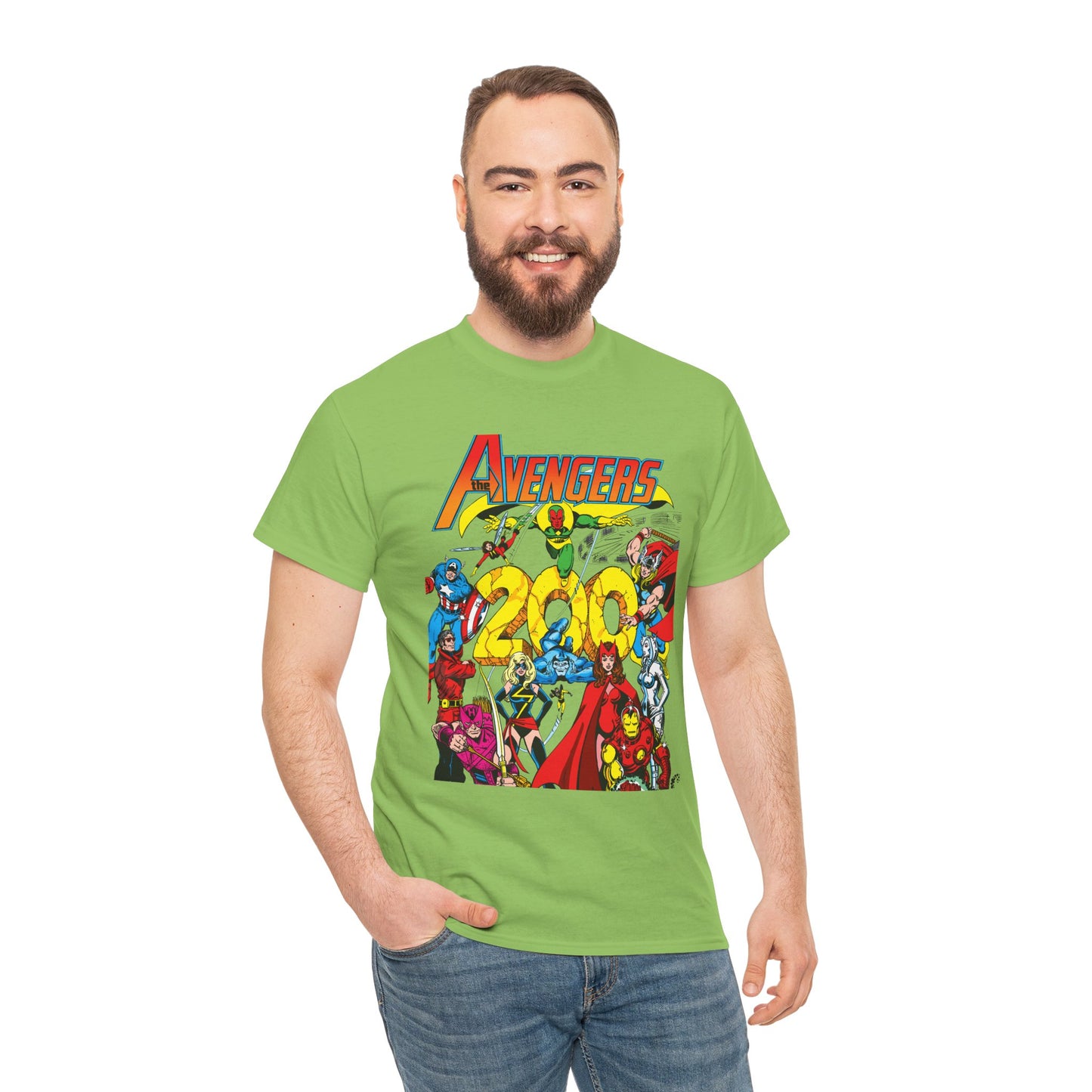 Avengers T-Shirt - George Perez Art - #200 Cover - Thor, Scarlet Witch, Iron Man, Vision, Hawkeye, Beast, Jocasta, Wasp, Captain America, Wonder Man