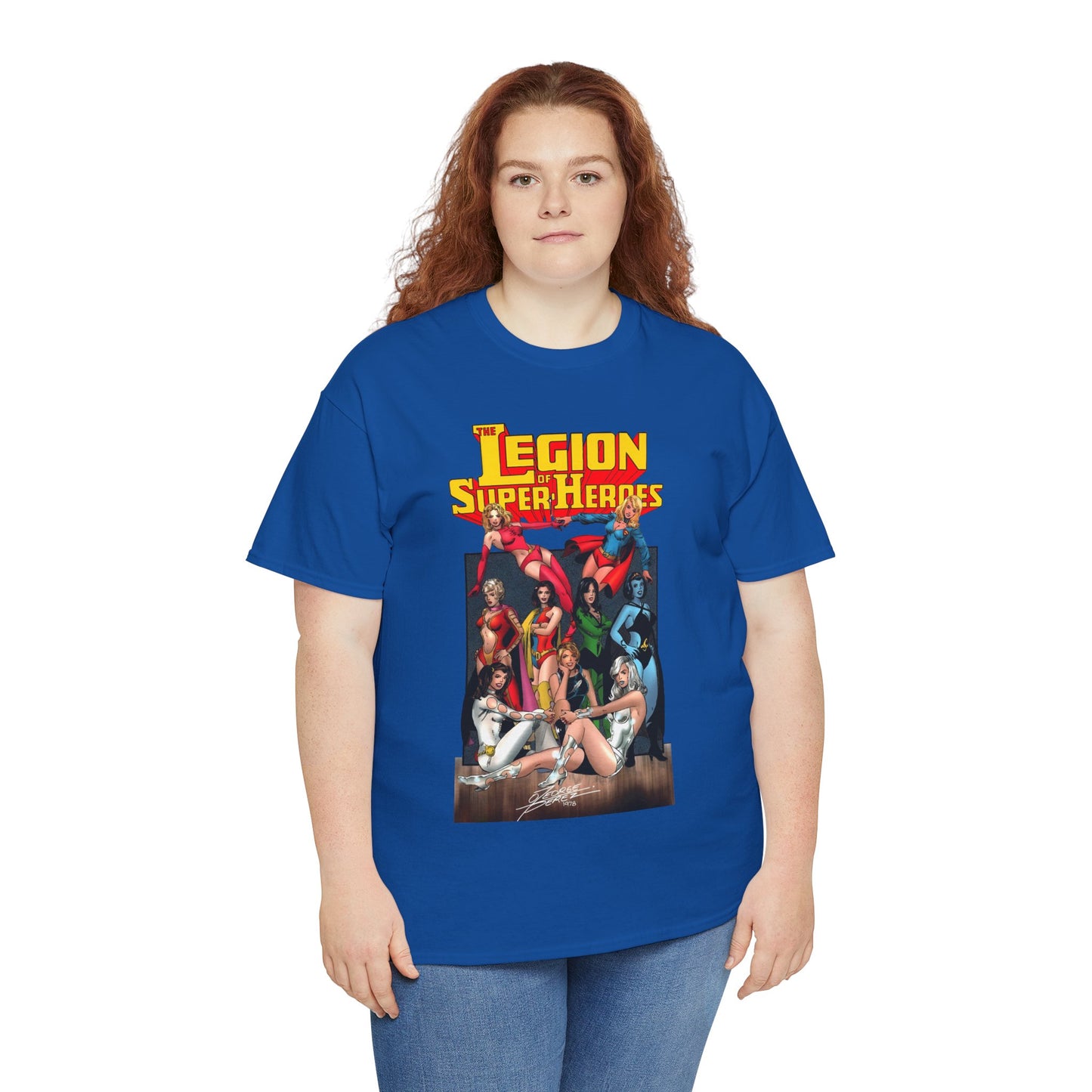 Legion of Super-Heroes T-Shirt - George Perez Art - Saturn Girl, Supergirl, Dream Girl, Shadow Lass, Phantom Girl - The Super Woman of LOSH - DC Comics