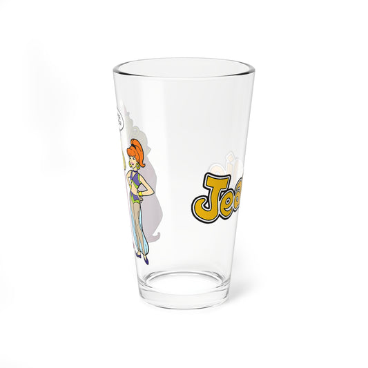 Jeannie & Babu Pint Glass, 16oz - Hanna-Barbera Animated 1970s Saturday Morning Cartoon - Yapple Dapple