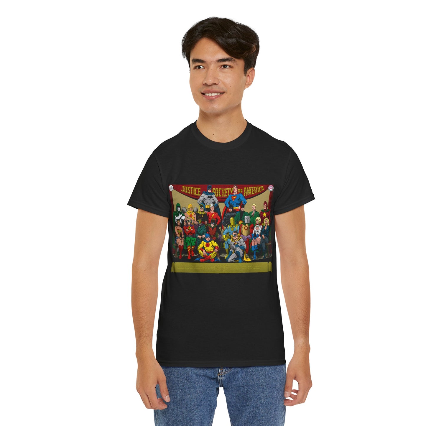 JSA T-Shirt - Sandman, Starman, Atom, Dr Fate, Mr Terrific, Flash, Green Lantern - DC Comics - Justice Society of America - Golden Age