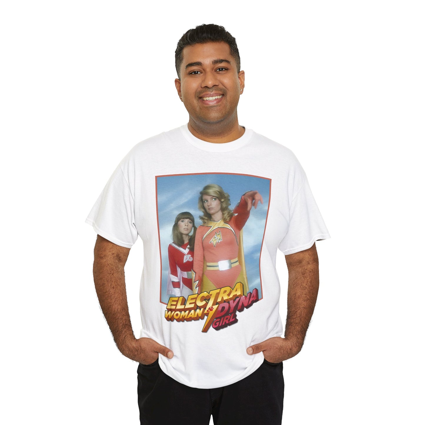 Electra Woman & Dyna Girl T-Shirt - Popular Krofft Supershow Characters from the 1970s - Deidre Hall & Judy Strangis