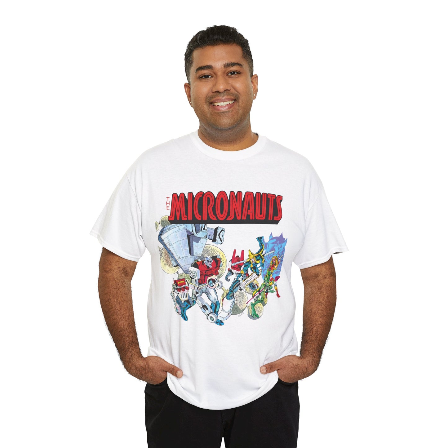 Micronauts T-Shirt - Jackson Guice Art - Arcturus Rann, Biotron, Marionette, Acroyear, Bug - Marvel Comics