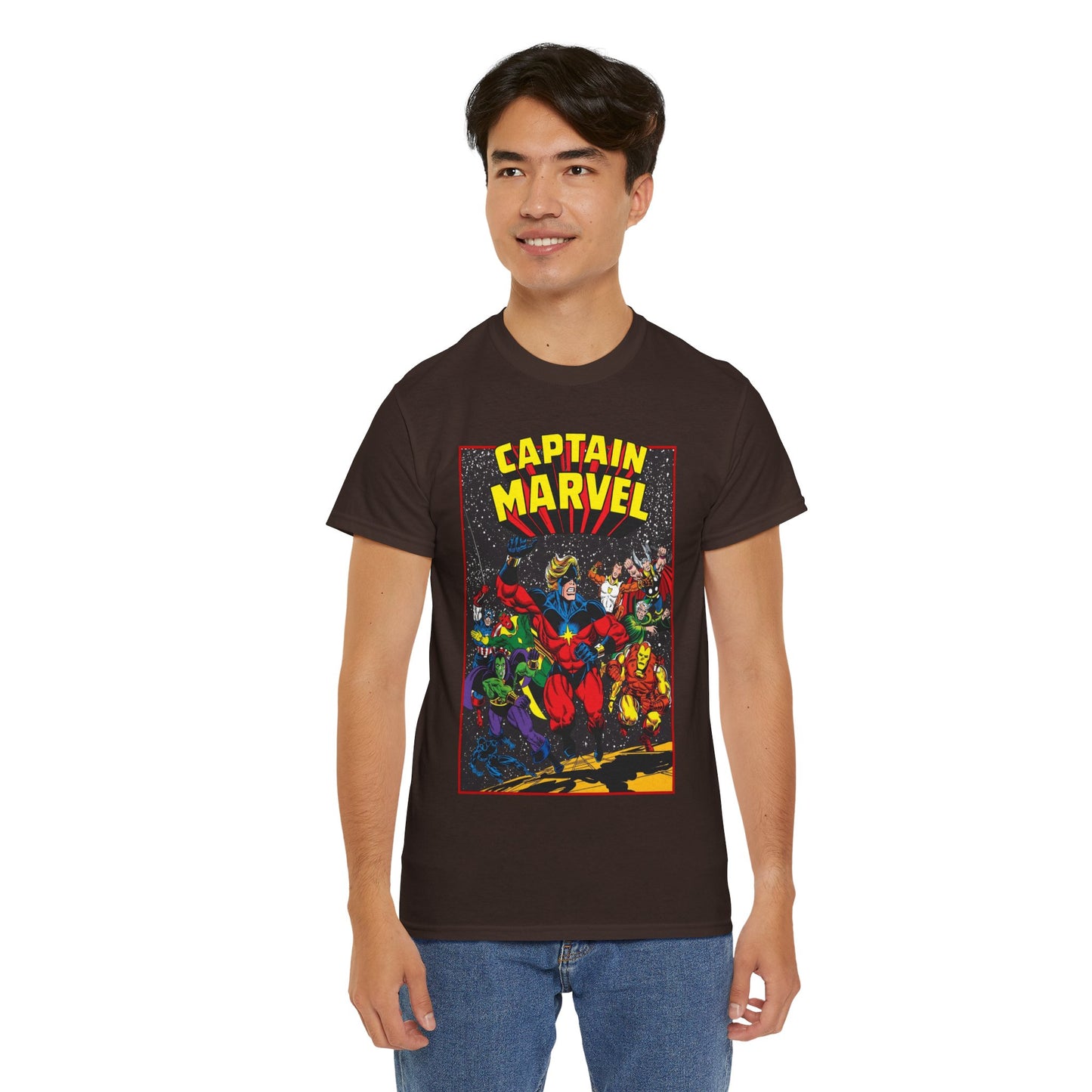 Captain Marvel T-Shirt - Marvel Comics - Jim Starlin Art - Mar-Vell - Kree - Cosmic Hero