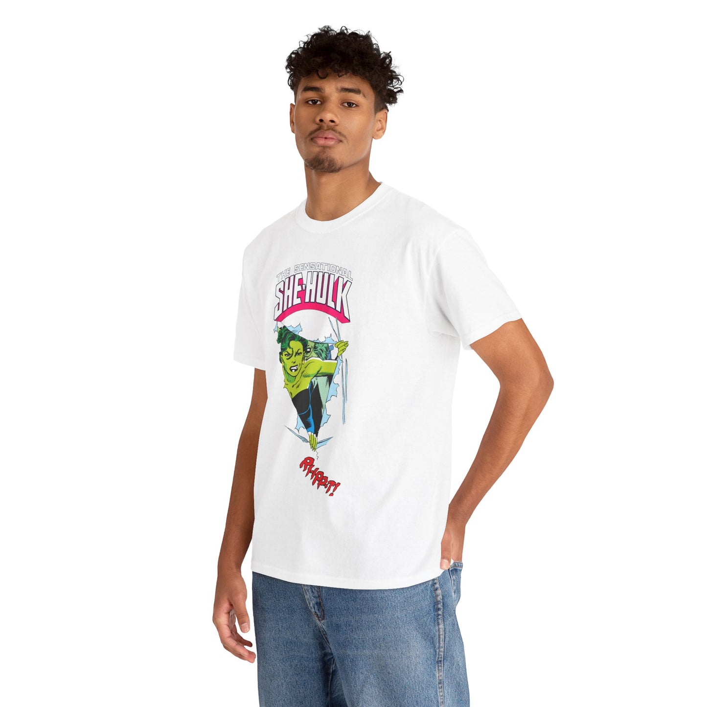 Sensational She-Hulk T-Shirt - John Byrne Art - Marvel Comics - Jennifer Walters - Ripping Through the Shirt - Fourth Wall
