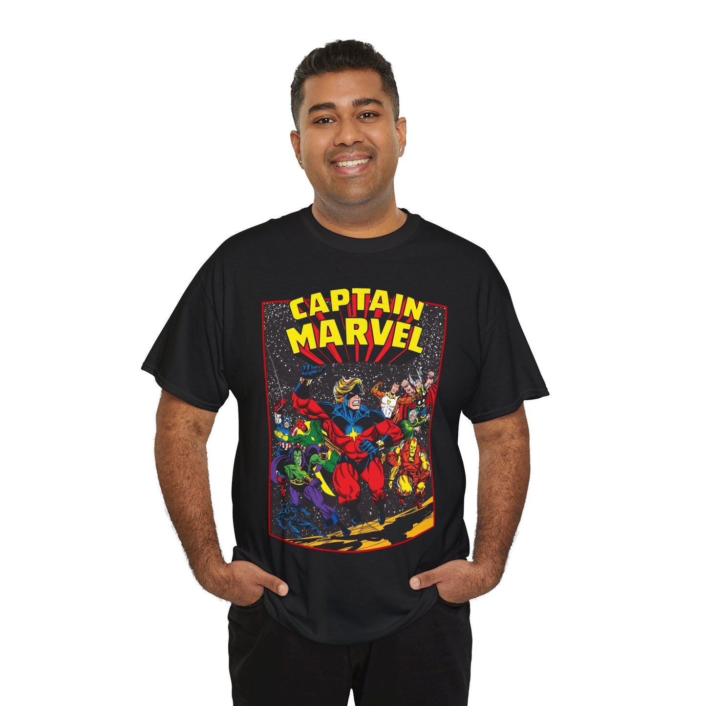Captain Marvel T-Shirt - Marvel Comics - Jim Starlin Art - Mar-Vell - Kree - Cosmic Hero