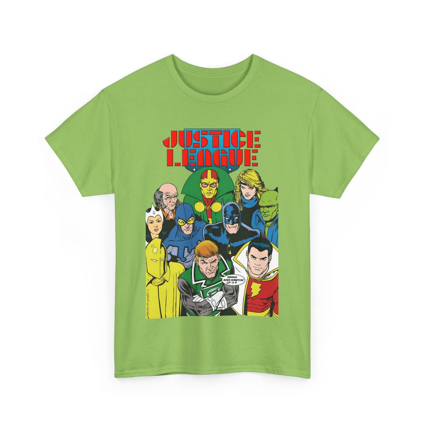 Justice League International T-Shirt - Kevin Maguire Art - JLI - DC Comics - Blue Beetle, Dr Fate, Batman, Mr Miracle, Martian Manhunter - Guy Gardner