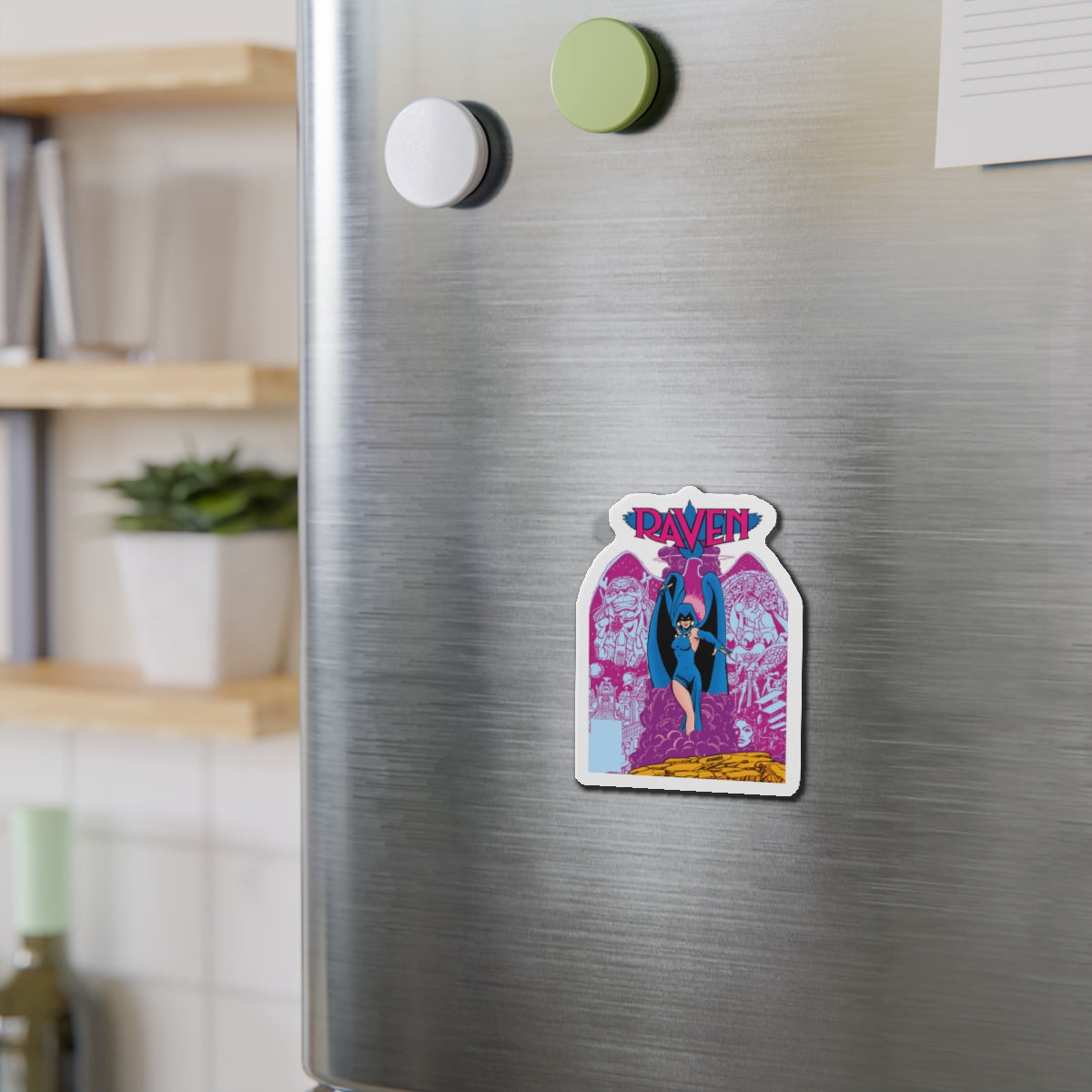 Raven Die-Cut Magnet - George Perez Art - New Teen Titans Member - Daughter of Trigon - Azarath, Arella - DC Comics - 3", 4", 5", 6"