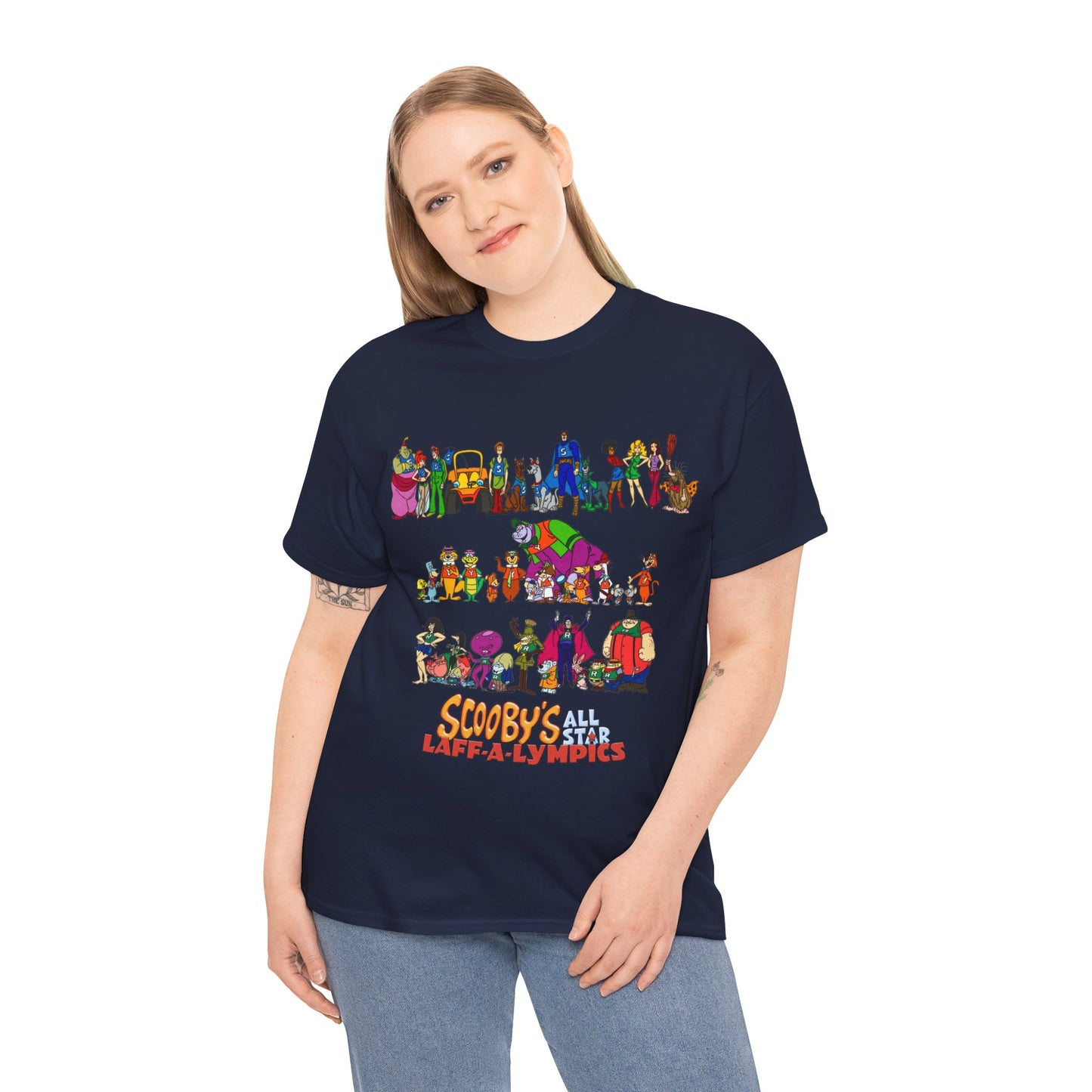 Scooby's All-Star Laff-A-Lympics T-Shirt - Hanna-Barbera Cartoon - Speed Buggy, Yogi Bear, Grape Ape, Scooby Dum, Shaggy, Wally Gator