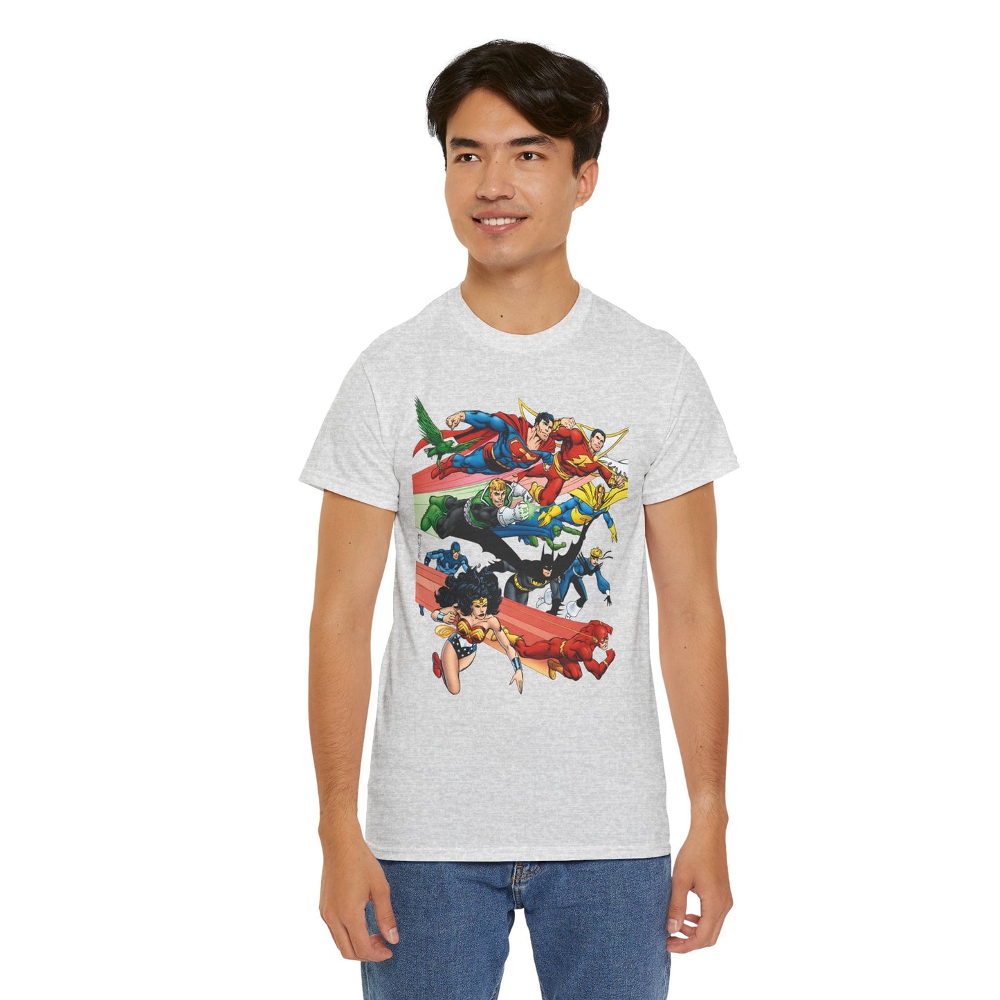 DC Legends T-Shirt - John Byrne Art - Superman, Dr Fate, Blue Beetle, Wonder Woman, Black Canary, Guy Gardner - DC Comics