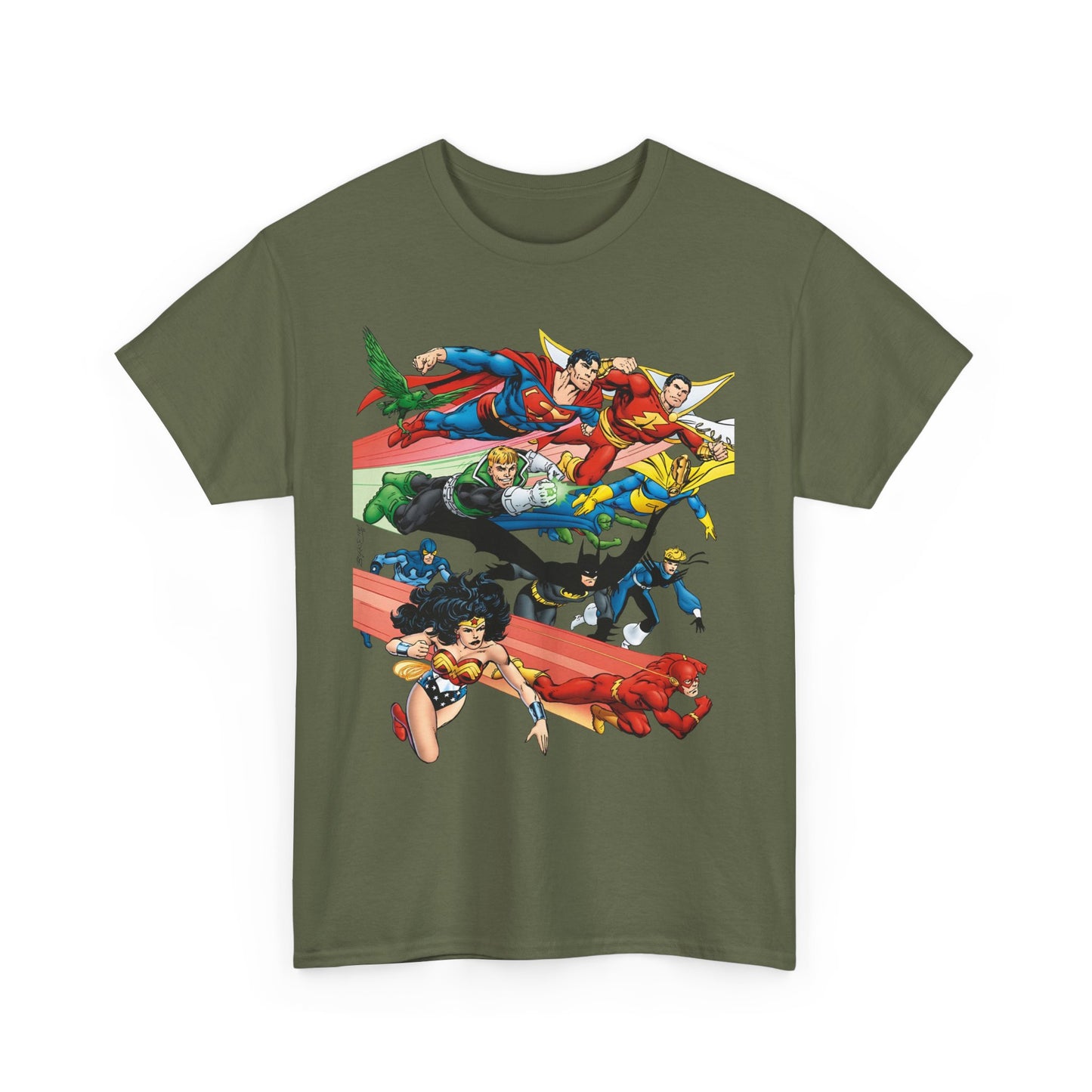 DC Legends T-Shirt - John Byrne Art - Superman, Dr Fate, Blue Beetle, Wonder Woman, Black Canary, Guy Gardner - DC Comics
