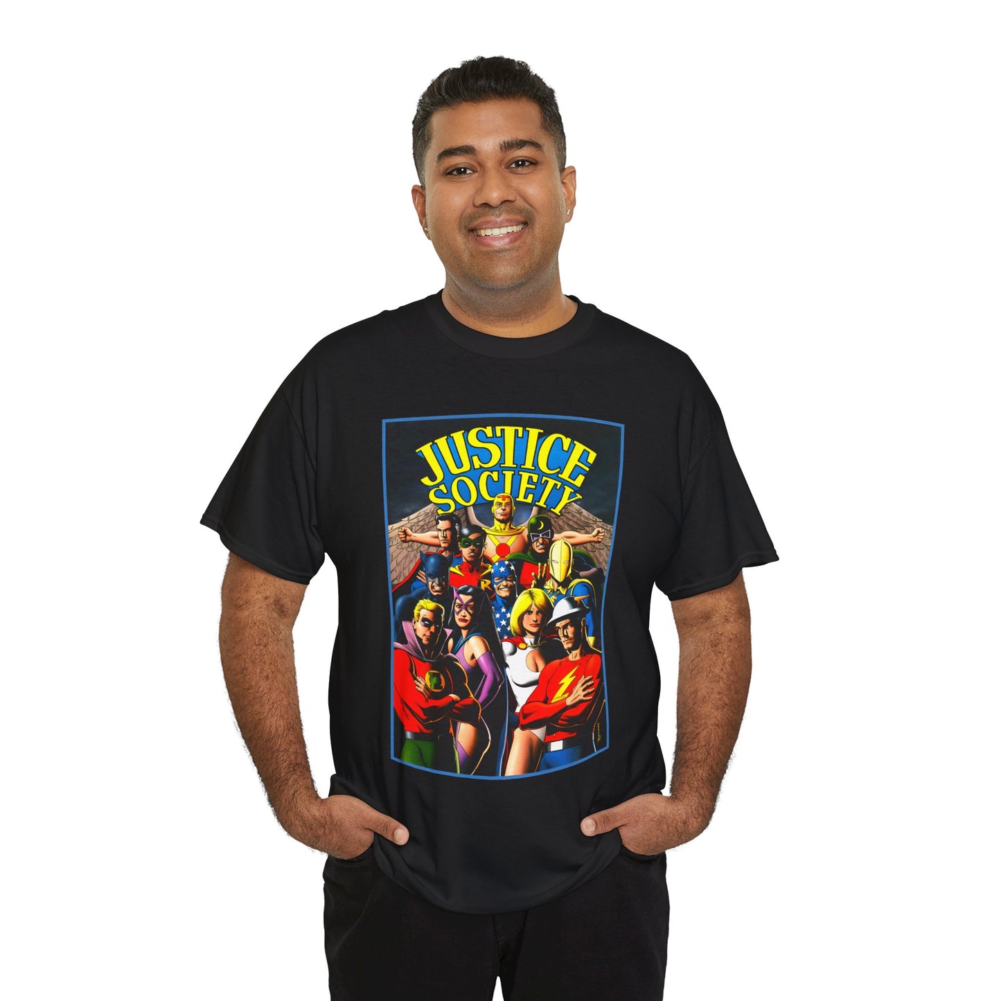 Justice Society T-Shirt - Brian Bolland Art - Dr. Fate, Huntress, Power Girl, Green Lantern, Hawkman, Wildcat - DC Comics - JSA