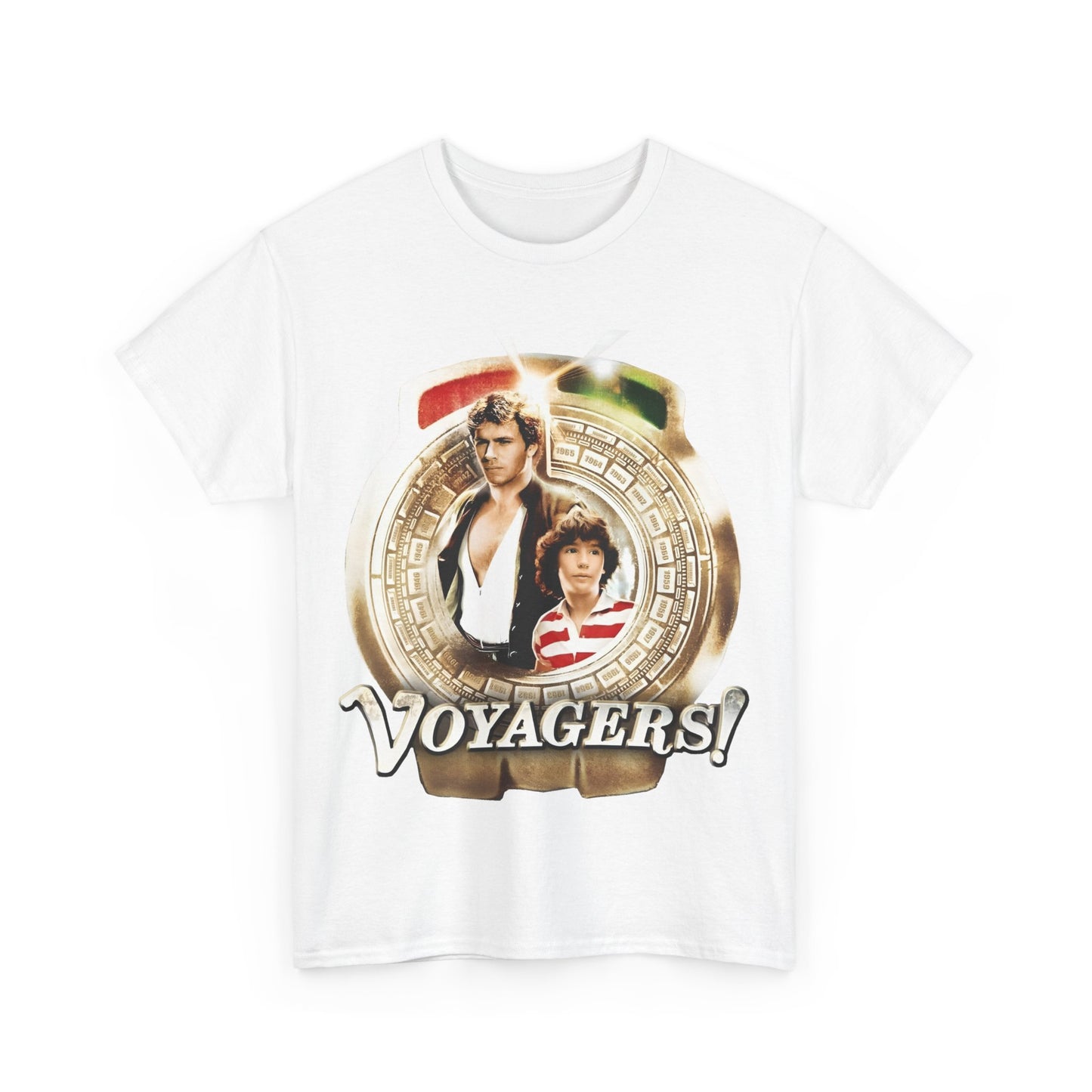 Voyagers T-Shirt - Jon-Erik Hexum, Meeno Peluce - Omni - Popular 1980s Time Travel TV Show - Cult Classic