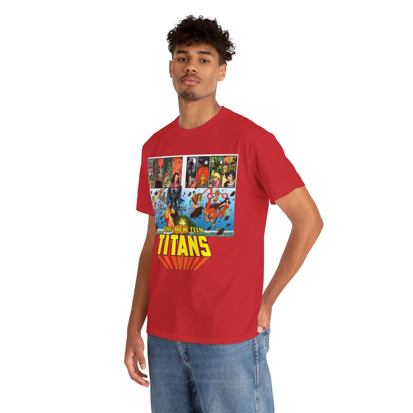 New Teen Titans T-Shirt - George Perez Art - Robin, Wonder Girl, Cyborg, Raven, Starfire, Kid Flash - DC Comics