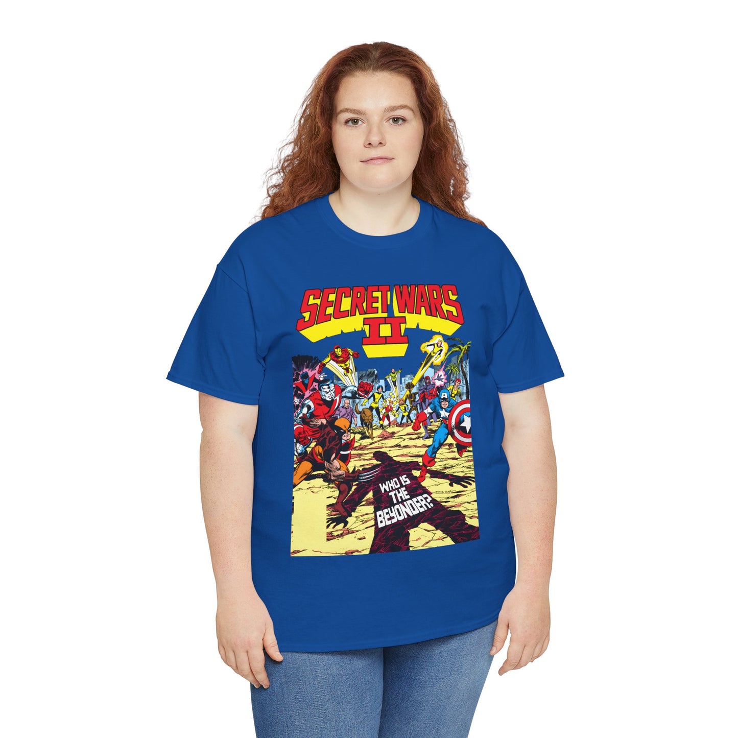 Secret Wars II T-Shirt - John Byrne Art - X-Men, New Mutants, Captain America - The Beyonder - Marvel Comics Series, 1980s