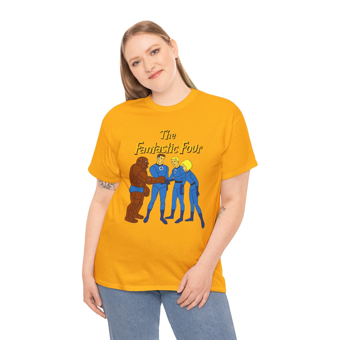 Fantastic Four T-Shirt - Hanna-Barbera 1960s Cartoon - Human Torch, The Thing, Invisible Woman - Marvel Comics