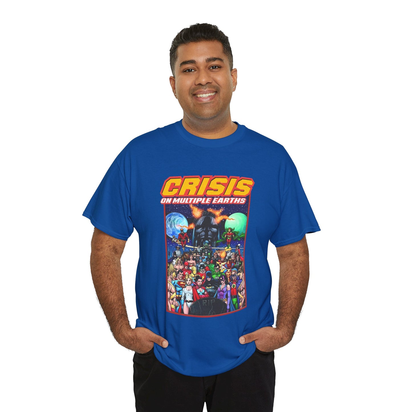 Crisis on Multiple Earths T-Shirt - George Perez Art - JSA & JLA Team-ups - Superman, Batman, Zatanna, Huntress, Power Girl, Hawkman, New Gods, Darkseid - DC Comics
