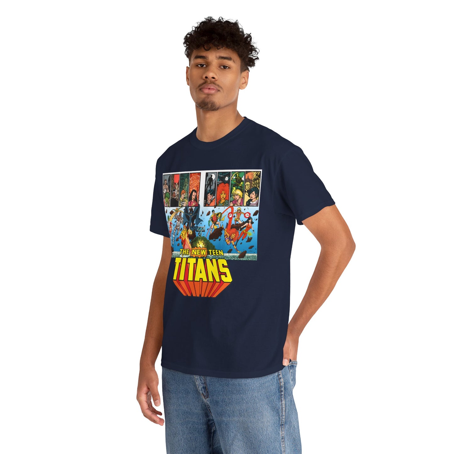 New Teen Titans T-Shirt - George Perez Art - Robin, Wonder Girl, Cyborg, Raven, Starfire, Kid Flash - DC Comics
