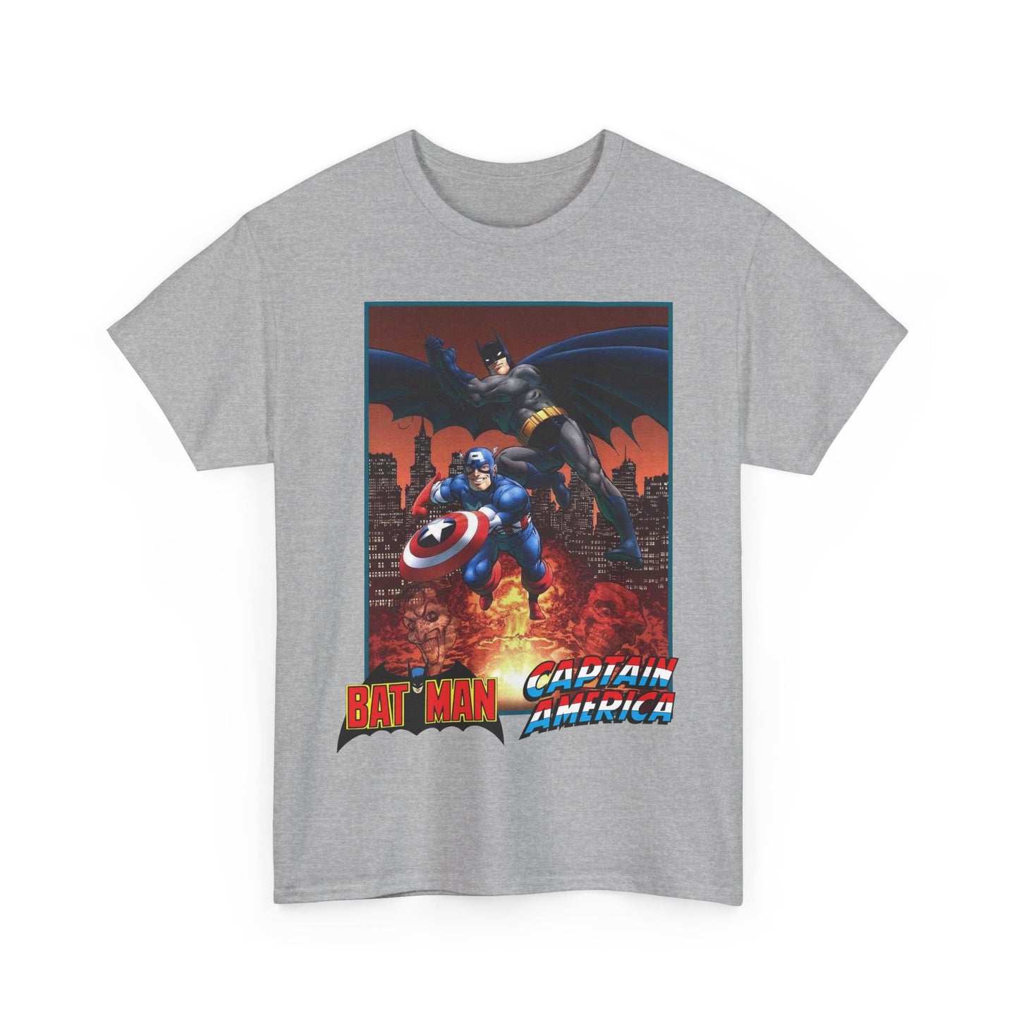 Batman & Captain America T-Shirt - John Byrne Art - Joker & Red Skull - Marvel & DC Comics Crossover Art
