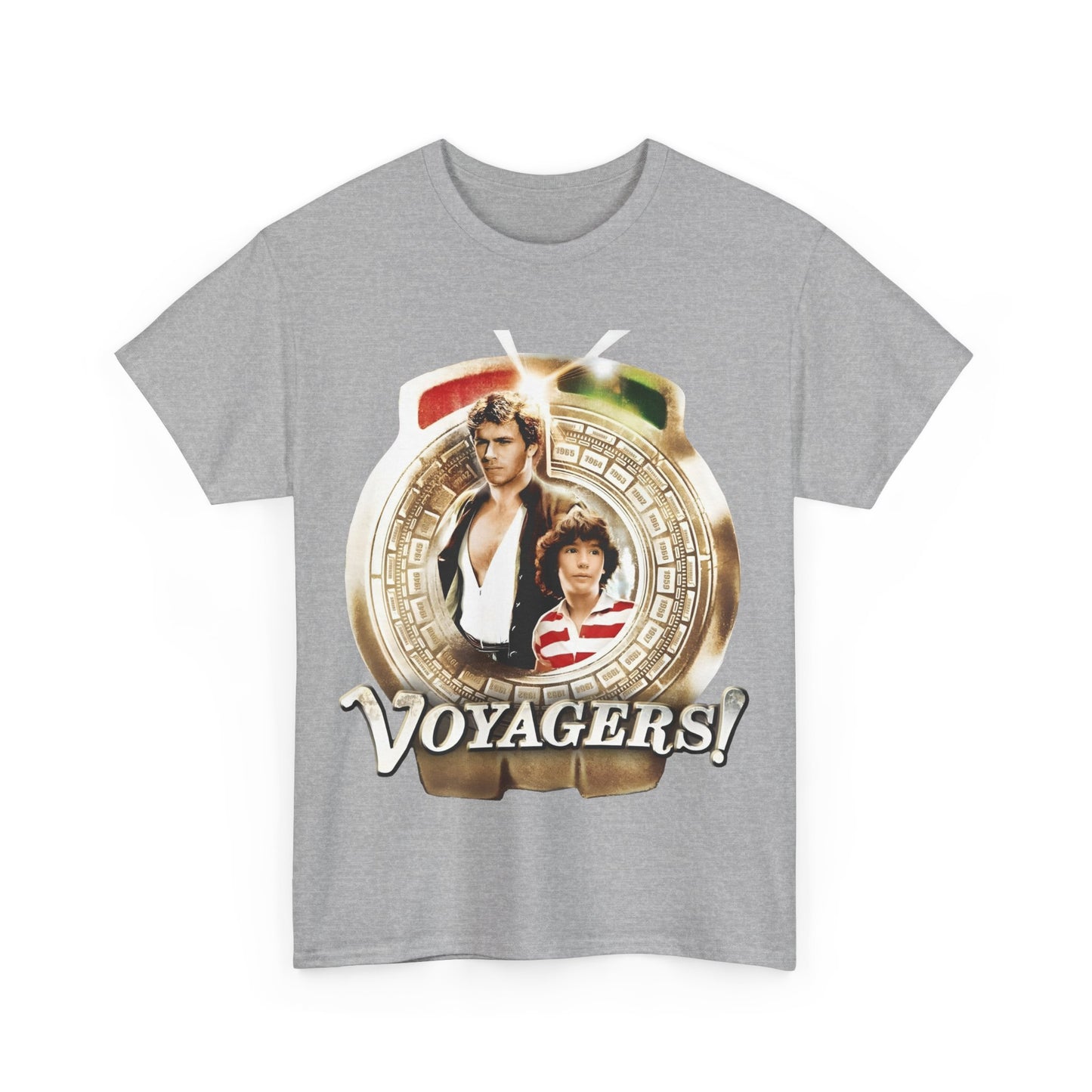 Voyagers T-Shirt - Jon-Erik Hexum, Meeno Peluce - Omni - Popular 1980s Time Travel TV Show - Cult Classic