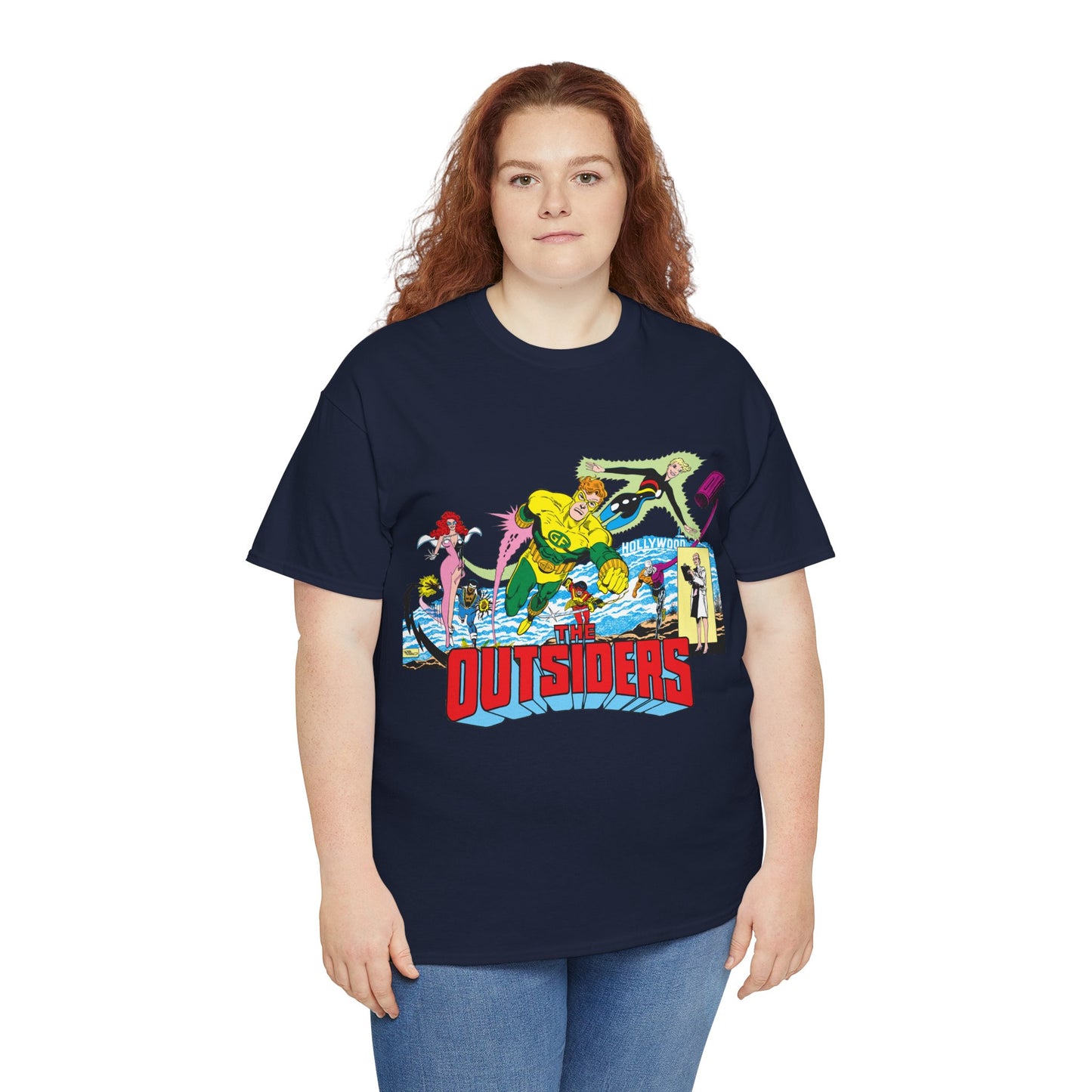 Outsiders T-Shirt - Amazing Jim Aparo Art - Black Lightning, Geo-Force, Katana, Metamorpho, Looker, Halo - DC Comics