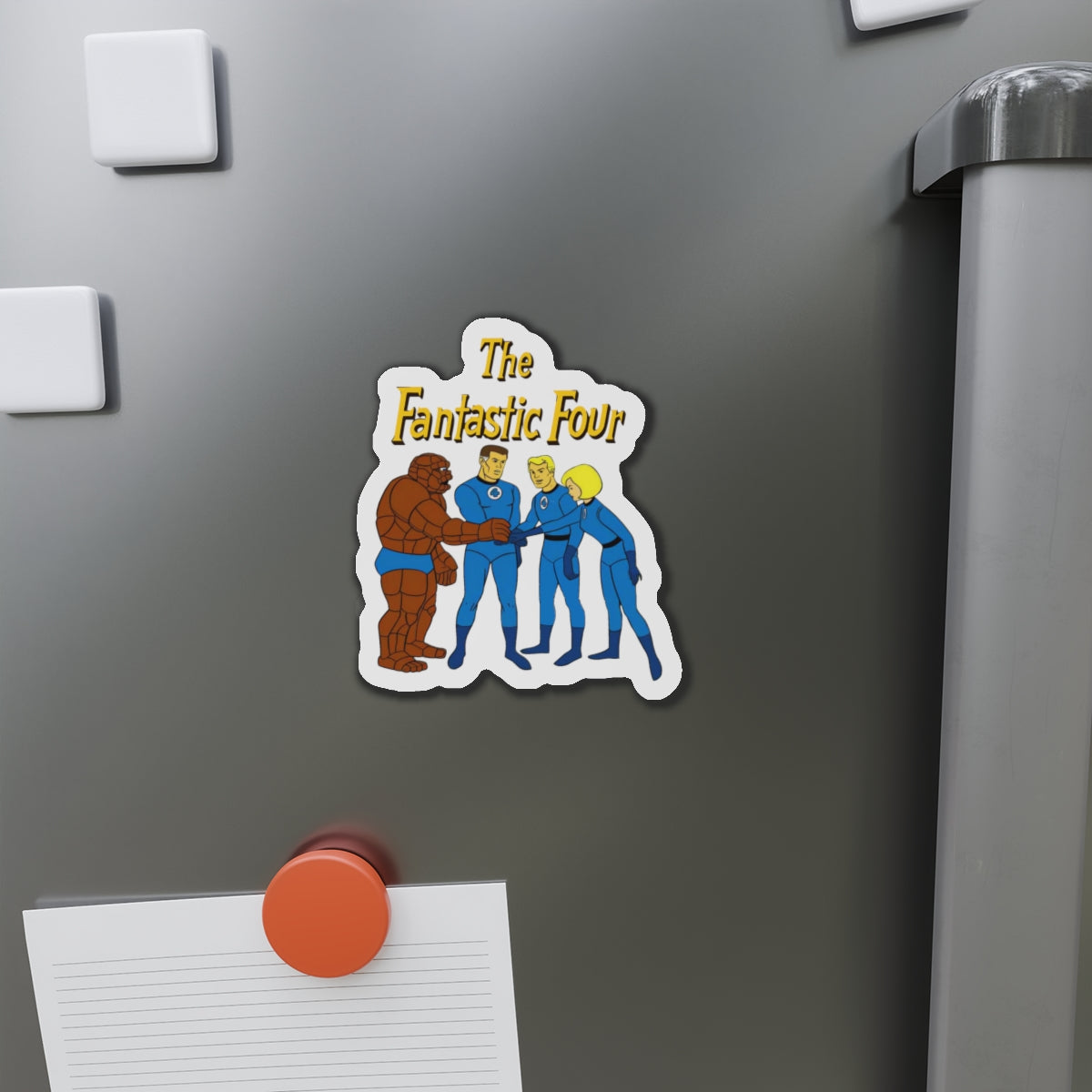 Fantastic Four Die-Cut Magnet - Hanna-Barbera Cartoon - Reed Richards, Invisible Girl, Human Torch, The Thing - Marvel Comics - 3", 4", 5", 6"