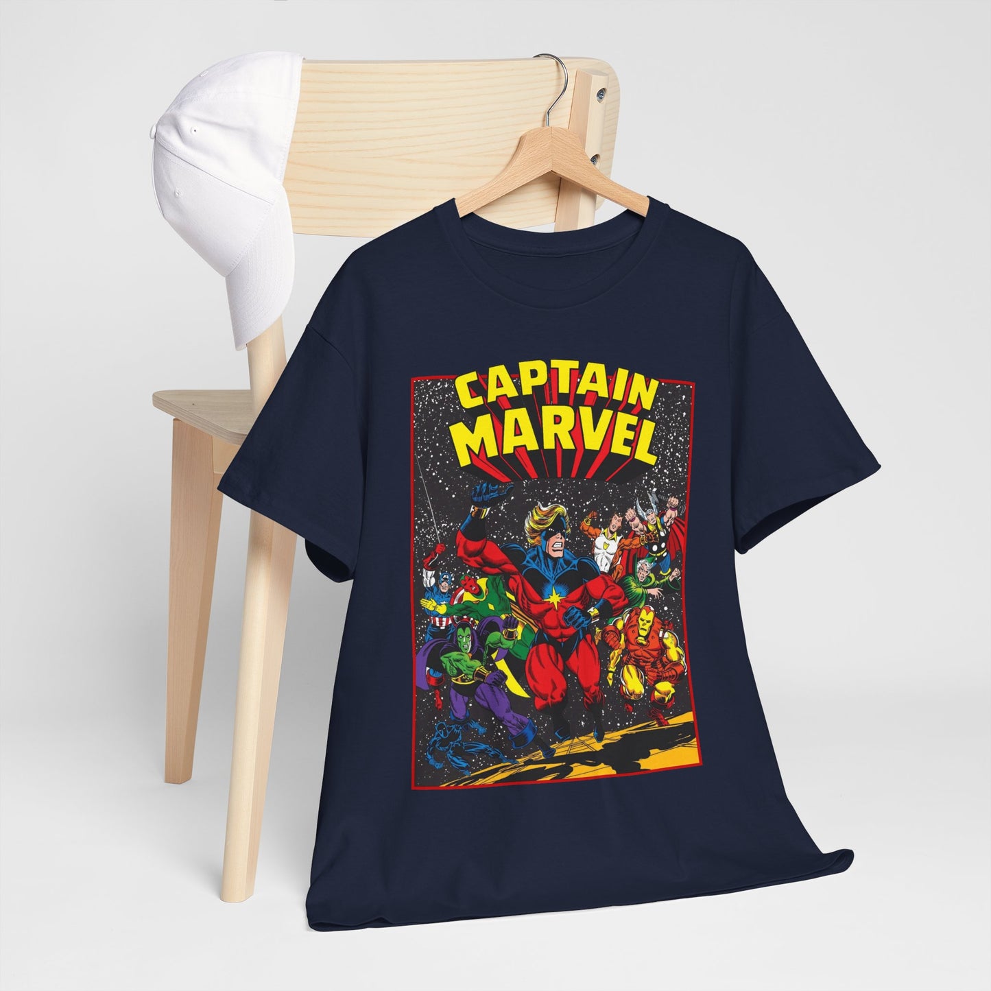 Captain Marvel T-Shirt - Marvel Comics - Jim Starlin Art - Mar-Vell - Kree - Cosmic Hero