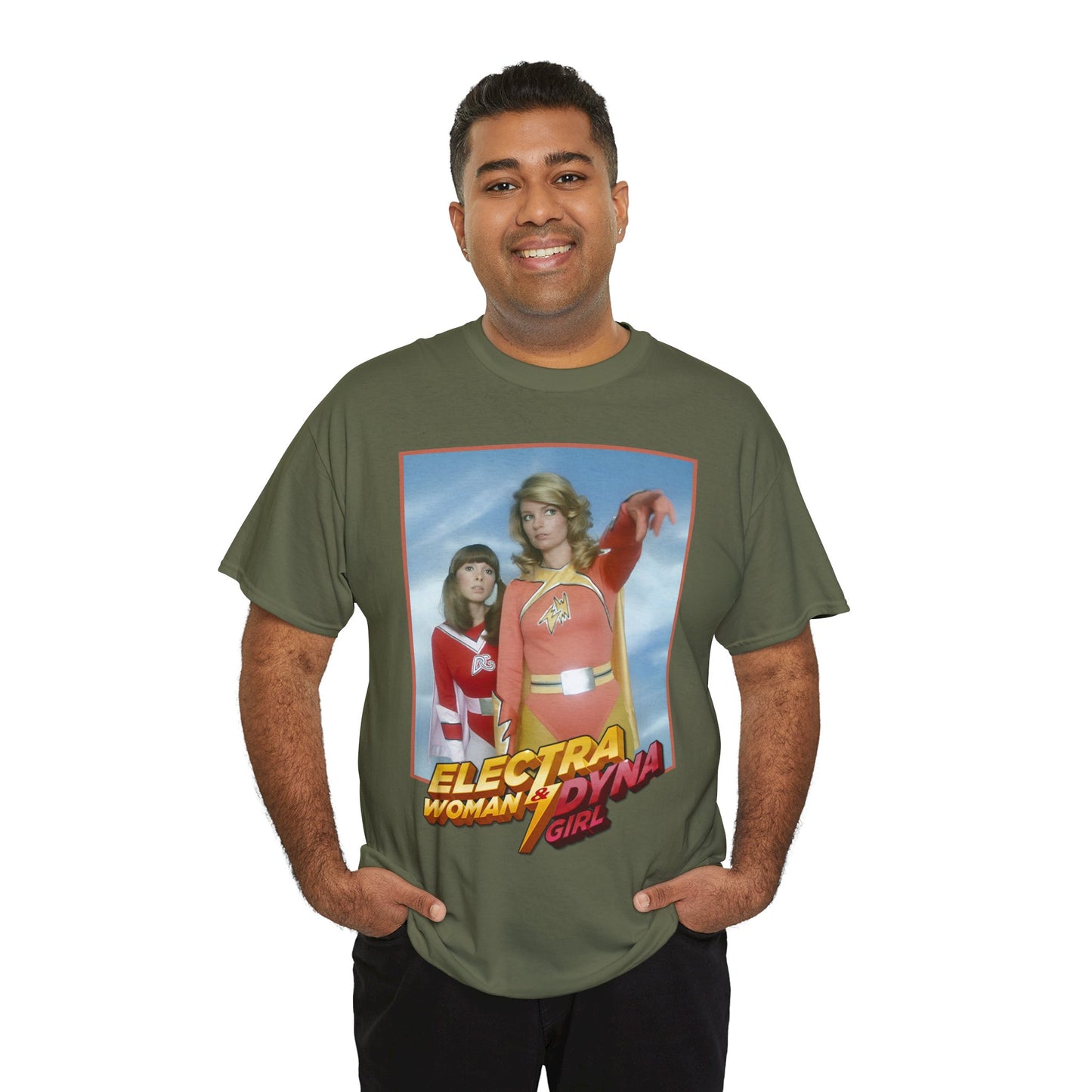 Electra Woman & Dyna Girl T-Shirt - Popular Krofft Supershow Characters from the 1970s - Deidre Hall & Judy Strangis