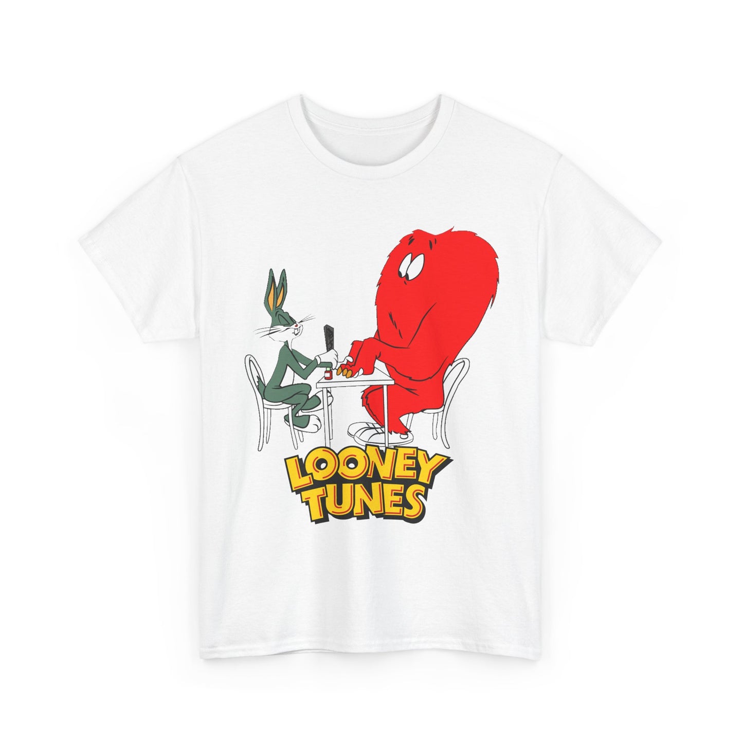 Bugs Bunny & Gossamer T-Shirt - Looney Tunes Cartoon - Popular Halloween Monster Getting a Manicure - Funny, Humorous Image