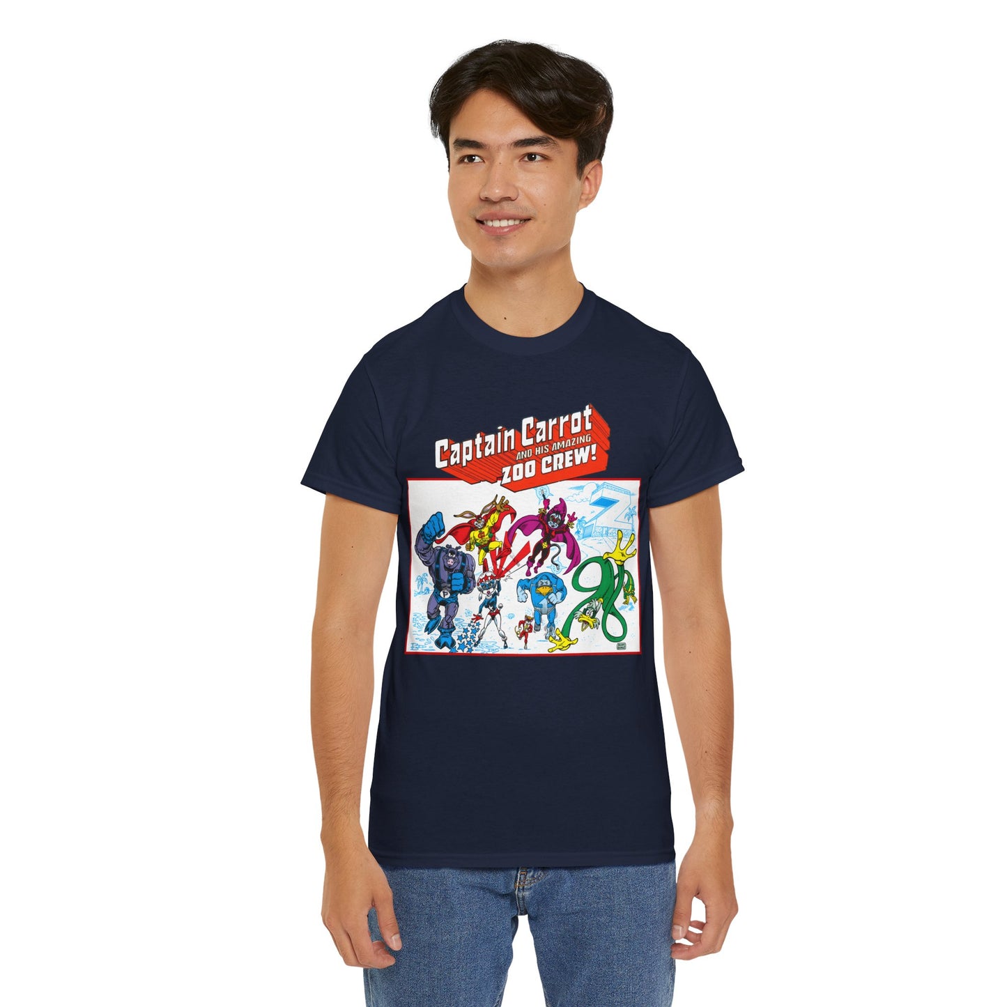 Captain Carrot & His Amazing Zoo Crew T-Shirt - DC Comics Series - Funny Animal Retro 1980s - Pig-Iron, Yankee Poodle, Rubberduck