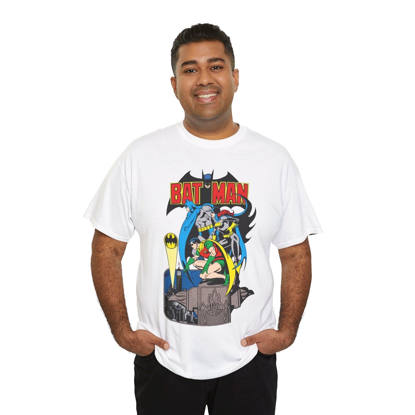 Batman, Robin & Batgirl T-Shirt - José Luis García-López Art - DC Comics Style Guide - 1970s Retro Art - Gotham City - Bat Signal