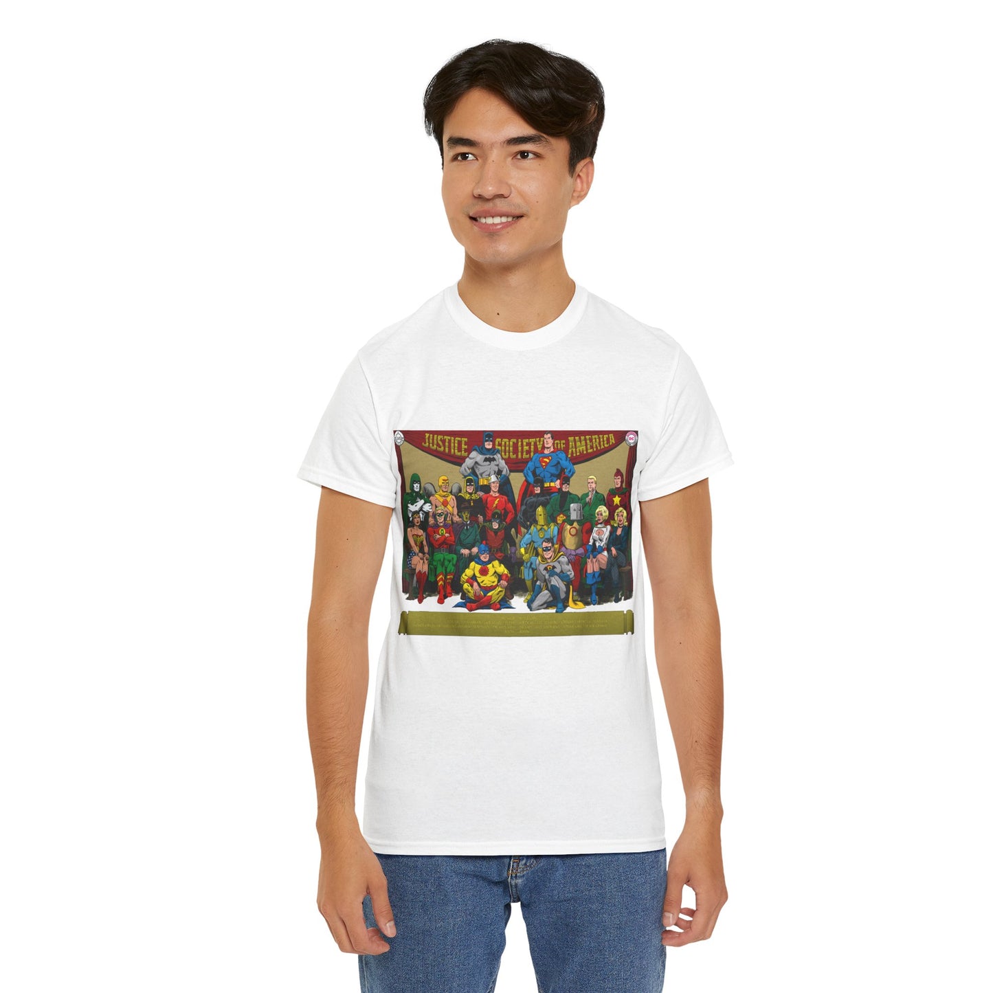 JSA T-Shirt - Sandman, Starman, Atom, Dr Fate, Mr Terrific, Flash, Green Lantern - DC Comics - Justice Society of America - Golden Age