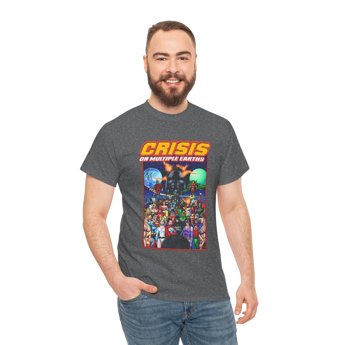 Crisis on Multiple Earths T-Shirt - George Perez Art - JSA & JLA Team-ups - Superman, Batman, Zatanna, Huntress, Power Girl, Hawkman, New Gods, Darkseid - DC Comics