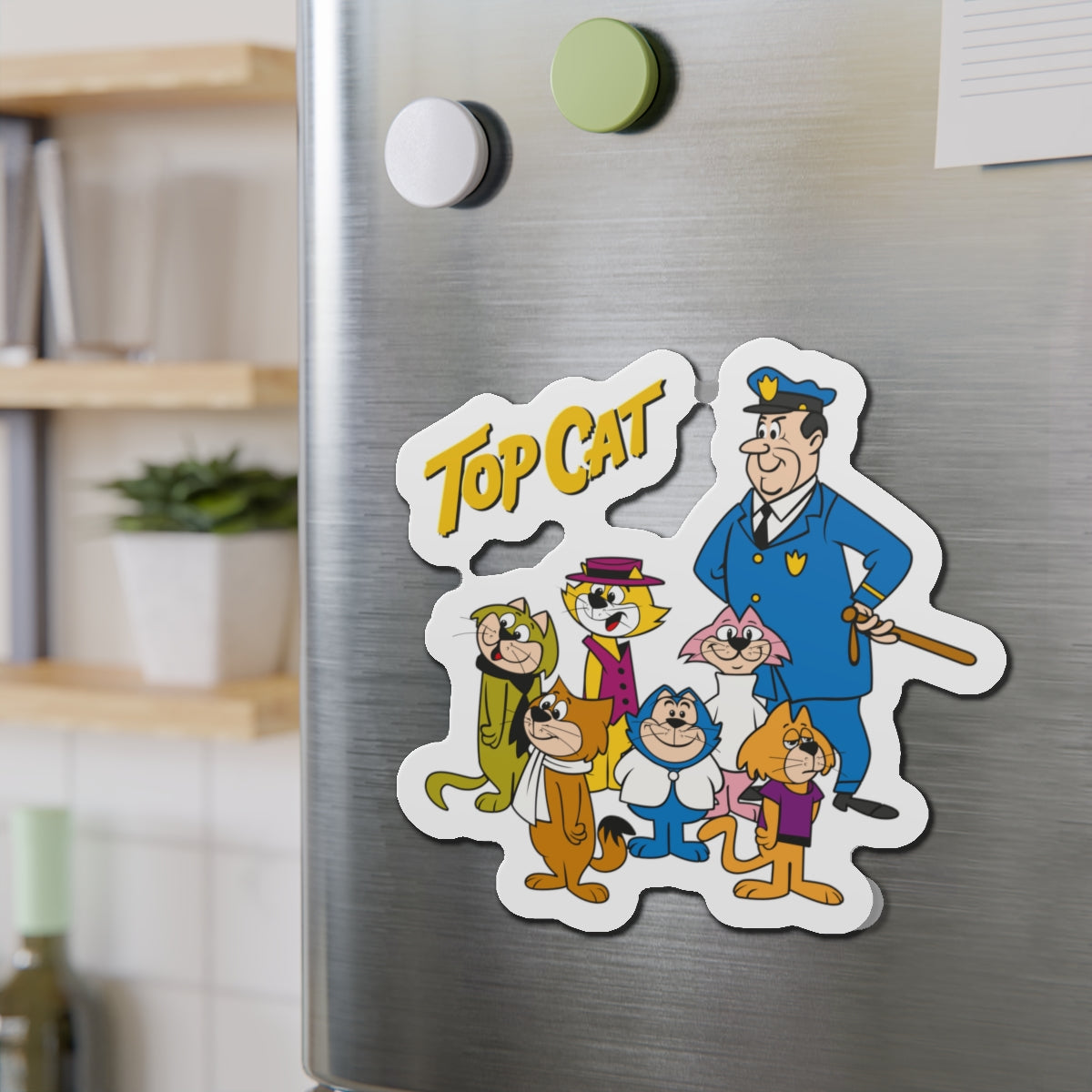 Top Cat Die-Cut Magnet - 1960s Hanna-Barbera Cartoon - Benny the Ball, Brain, Choo-Choo, Fancy-Fancy & Spook - 3", 4", 5", 6"