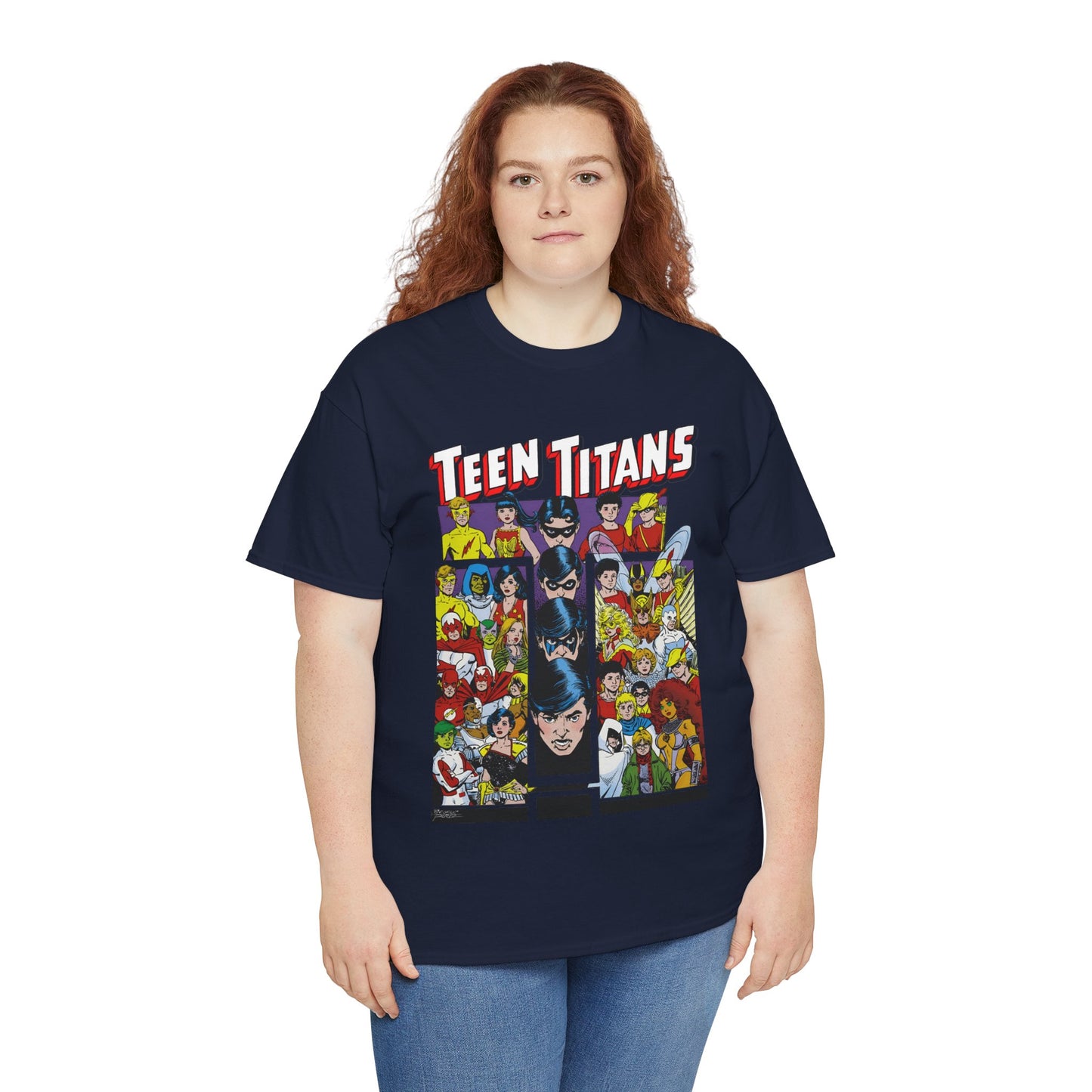 Teen Titans T-Shirt - George Perez Art - Wonder Girl, Bumblebee, Kid Flash, Starfire, Cyborg, Raven, Lilith, Flash, Hawn & Dove, Robin - DC Comics