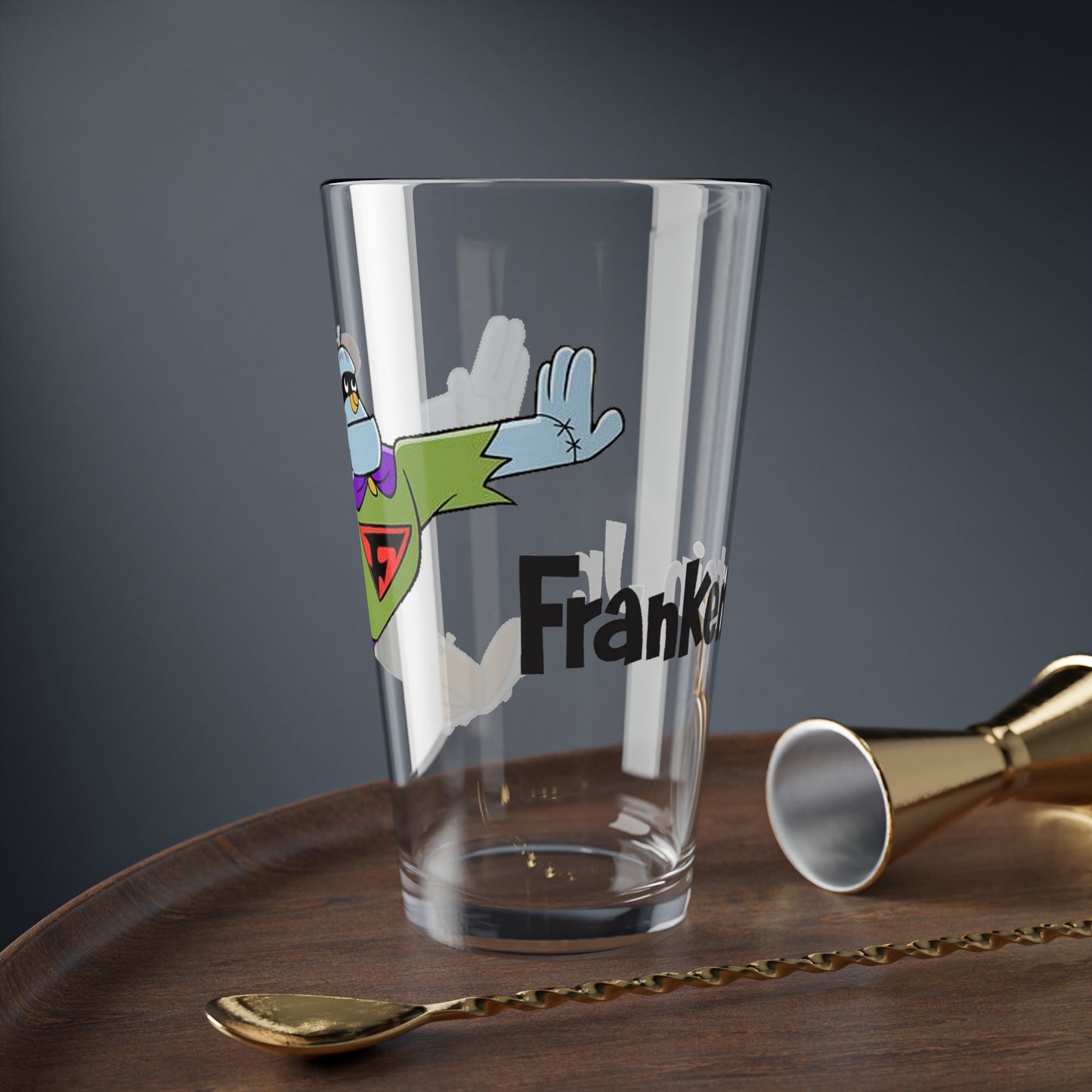 Frankenstein Jr Pint Glass, 16oz - Hanna-Barbera Cartoon - Buzz Conroy, Civic City - 1960s Saturday Morning Cartoon