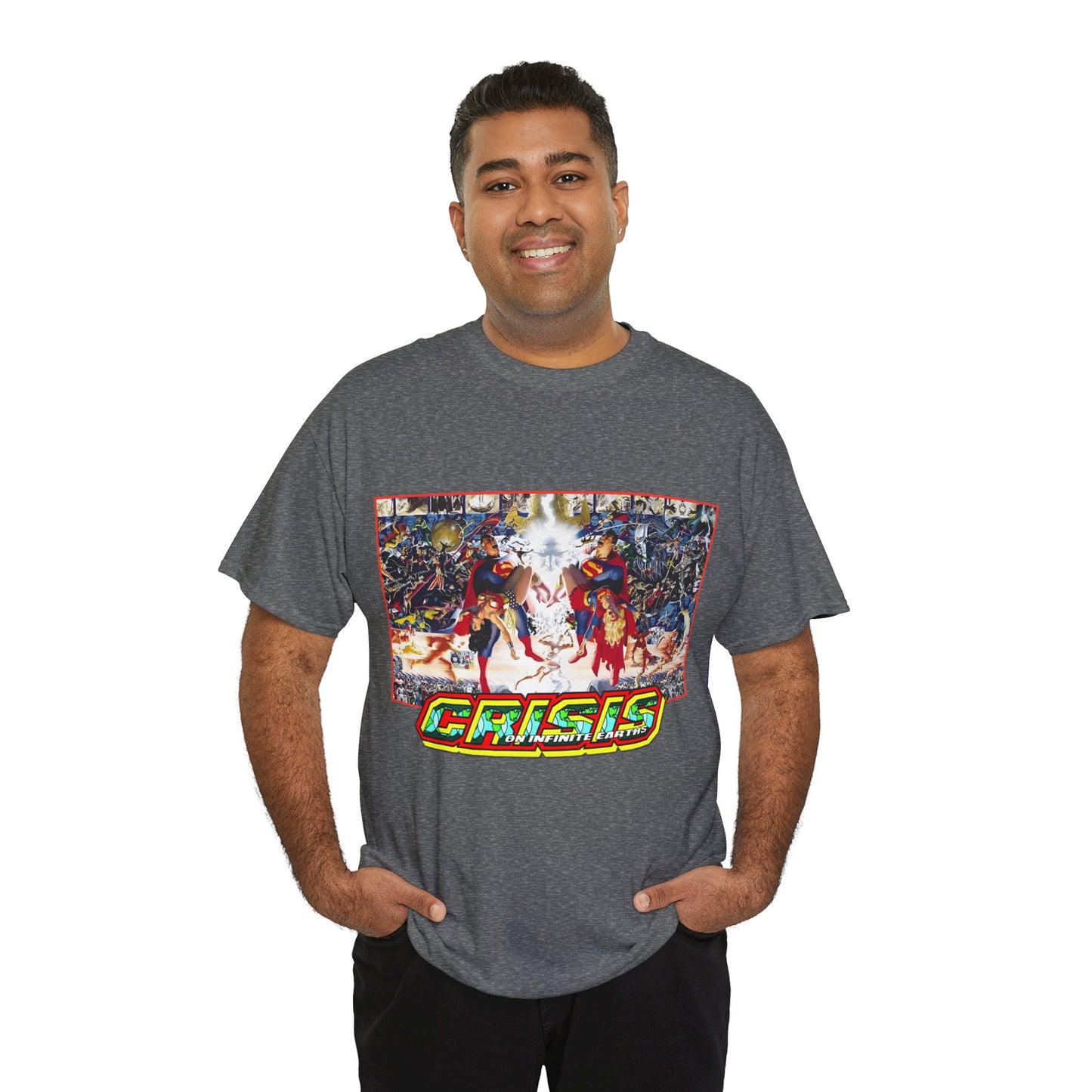 Crisis on Infinite Earths T-Shirt - Alex Ross & George Perez Art - Superman, Wonder Woman, Supergirl, Flash, Monitor, Anti-Monitor - DC Comics