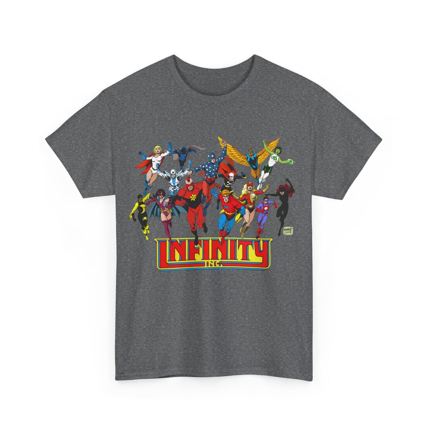 Infinity Inc Shirt - Tom Grummett Art - Jade, Obsidian, Huntress, Power Girl, Fury, Silver Scarab, Wildcat, Star-Spangled Kid - JSA Successors - DC Comics