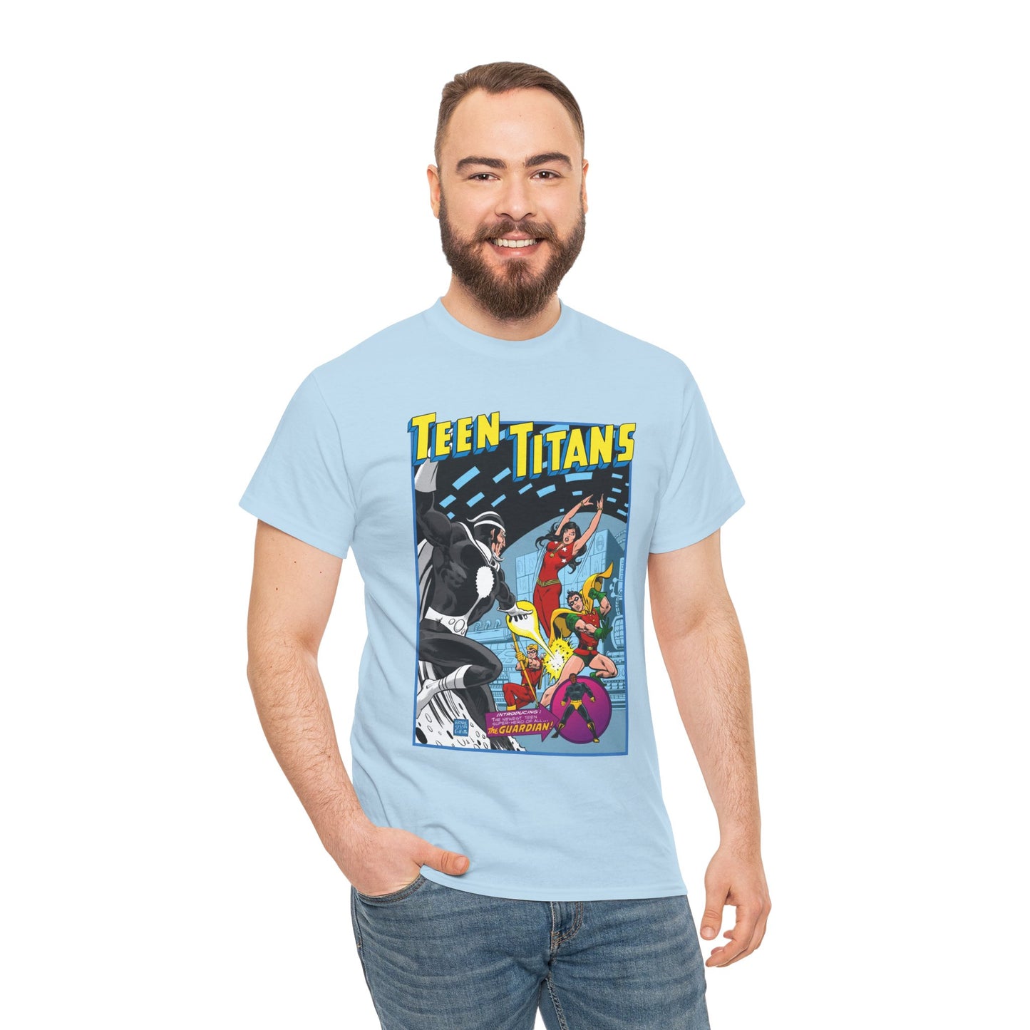 Teen Titans T-Shirt - Bronze Age DC Comics - Dr Light, Wonder Girl, Robin, Mal, Guardian, Speedy - Ernie Chan Cover Art from Issue #44