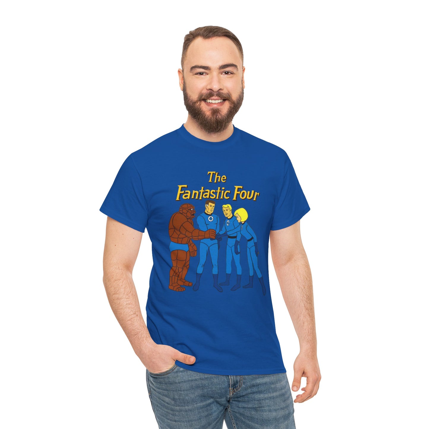 Fantastic Four T-Shirt - Hanna-Barbera 1960s Cartoon - Human Torch, The Thing, Invisible Woman - Marvel Comics