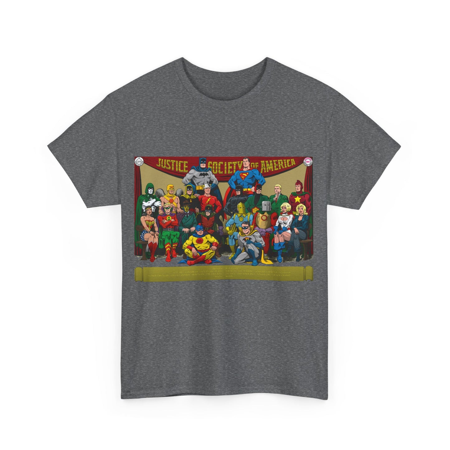 JSA T-Shirt - Sandman, Starman, Atom, Dr Fate, Mr Terrific, Flash, Green Lantern - DC Comics - Justice Society of America - Golden Age