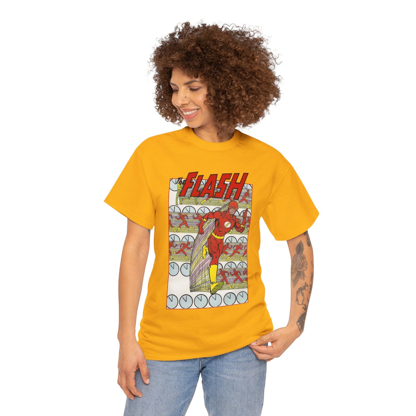 Flash T-Shirt - George Perez Art - JLA Postcard Set - 1980s Art - Justice League of America Satellite Era - Barry Allen, the Fastest Man Alive - DC Comics