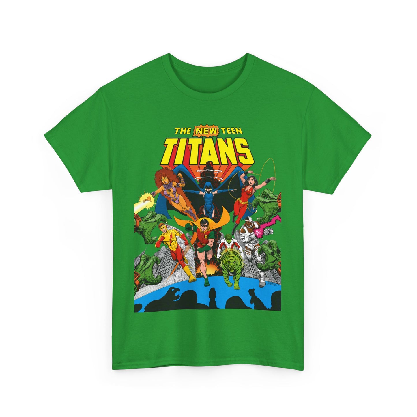 New Teen Titans T-Shirt - George Perez Art - Robin, Wonder Girl, Kid Flash, Changeling, Starfire, Cyborg, Raven - DC Comics - Classic 1980s Series