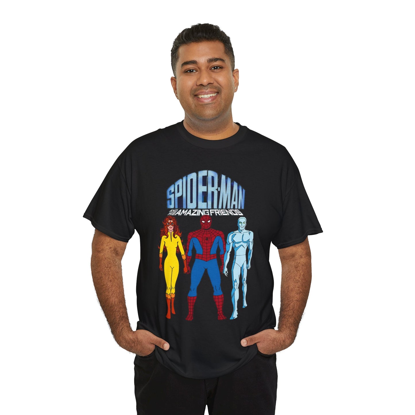 Spider-Man & His Amazing Friends T-Shirt - Spidey, Firestar, Iceman - Popular 1980s Marvel TV Cartoon - Marvel Comics