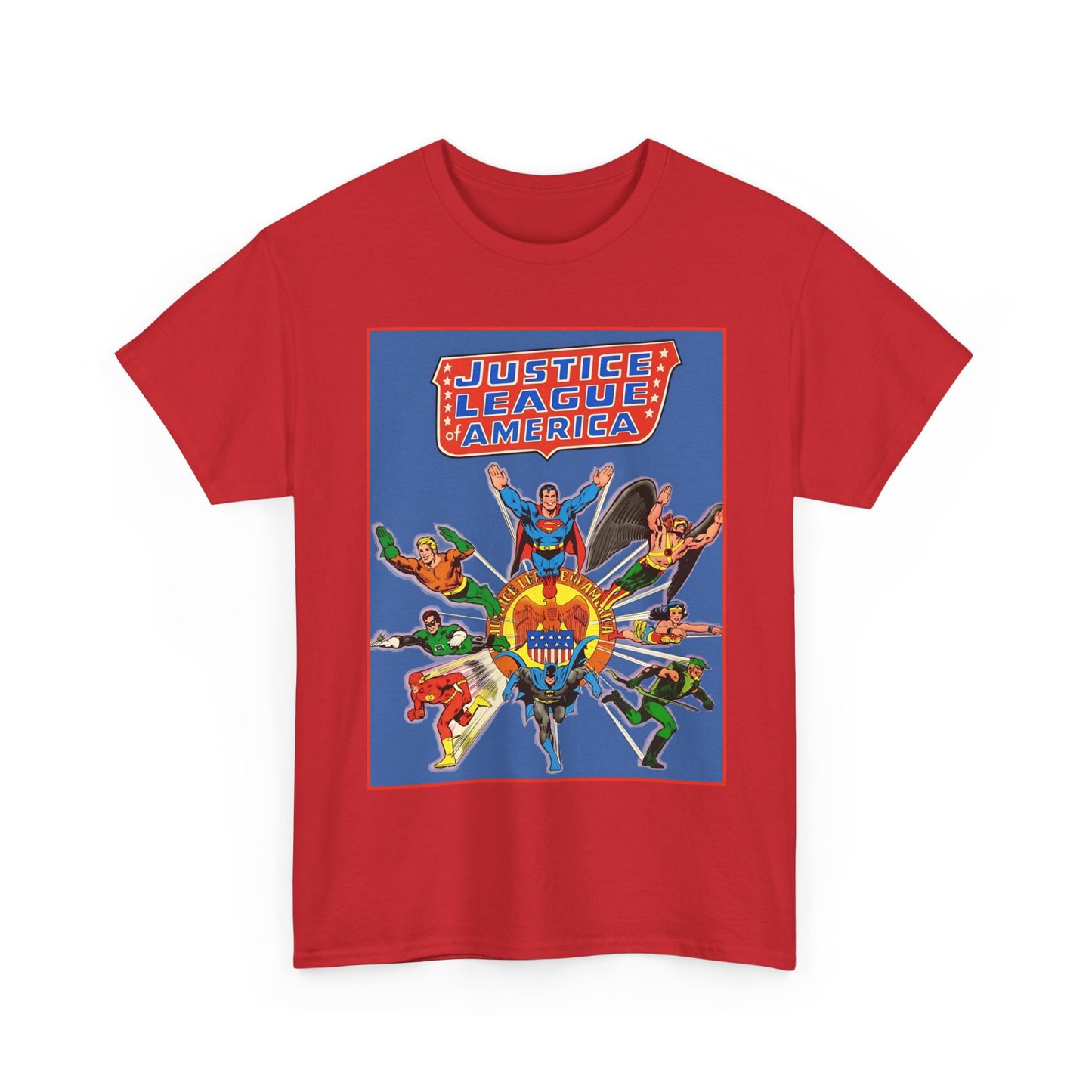 Justice League Treasury Edition T-Shirt - Superman, Wonder Woman, Flash, Hawkman, Batman, Green Arrow, Green Lantern - DC Comics