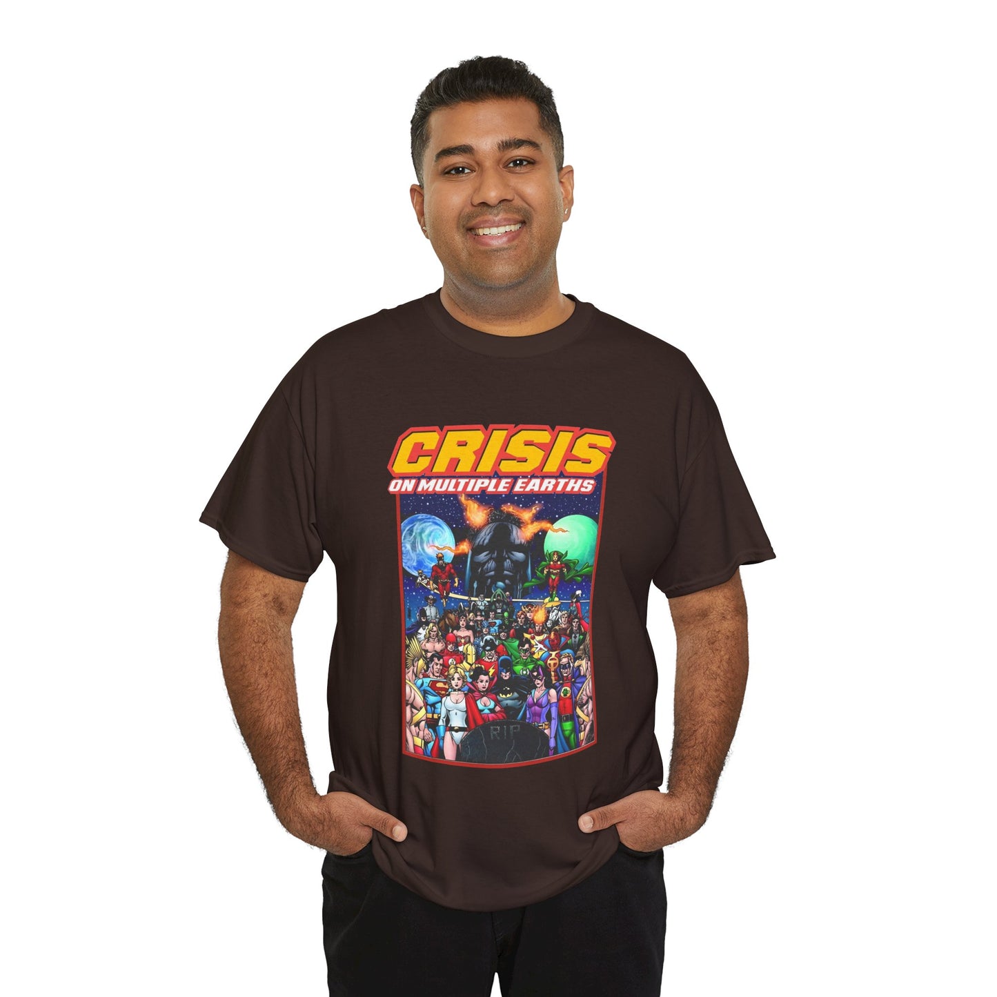 Crisis on Multiple Earths T-Shirt - George Perez Art - JSA & JLA Team-ups - Superman, Batman, Zatanna, Huntress, Power Girl, Hawkman, New Gods, Darkseid - DC Comics